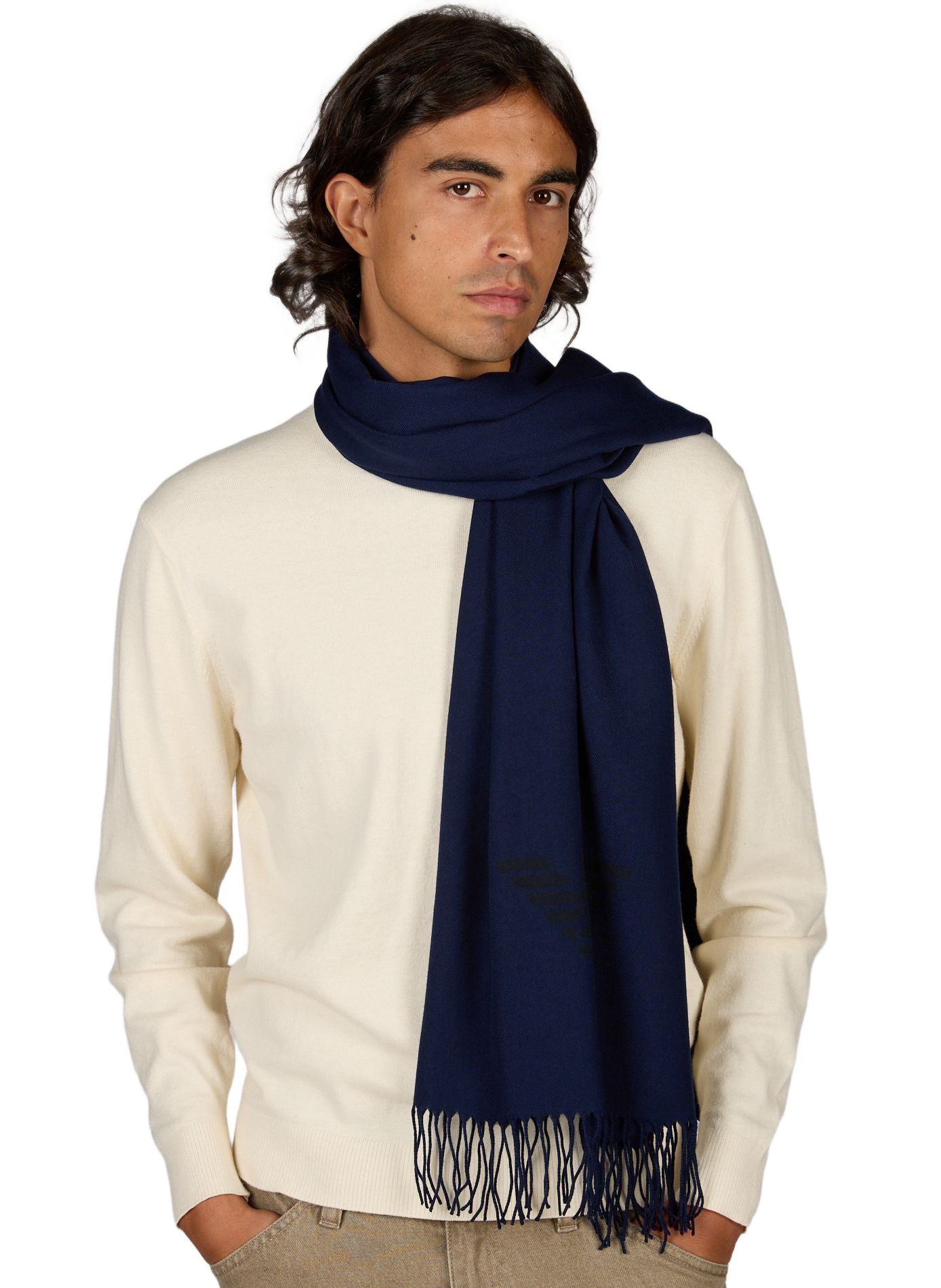 Fringed scarf EMPORIO ARMANI Blue
