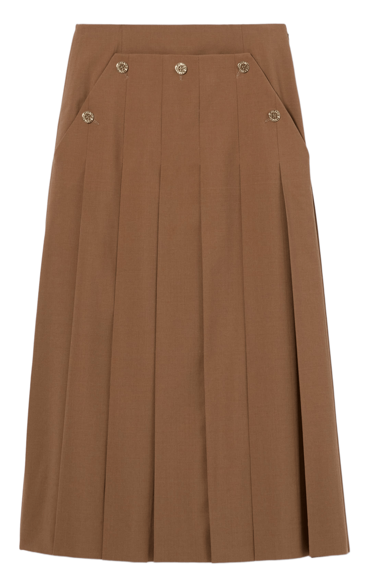 Jupe midi plissée unie CLAUDIE PIERLOT Beige