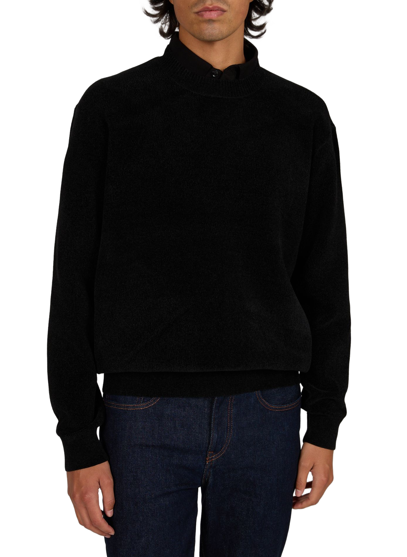 Fluffy recht gesneden trui met ronde hals ARMANI EXCHANGE Zwart
