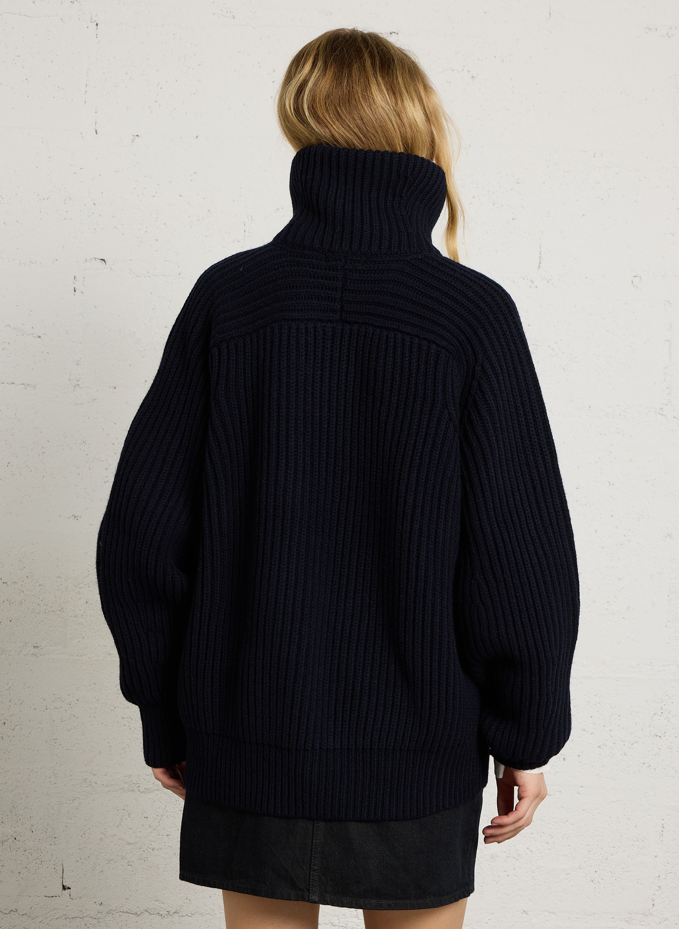 Gilet ample col montant en laine jasper SOEUR Bleu