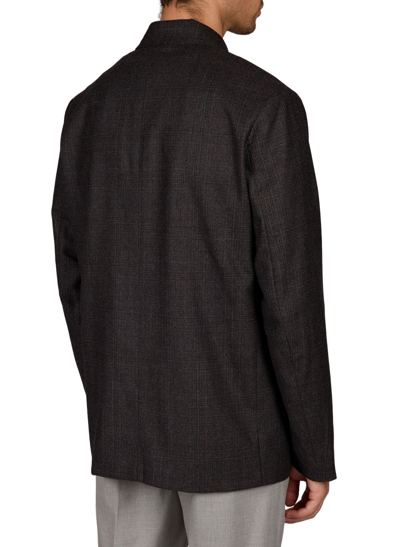 Veste droite col classique à carreaux en laine PAUL SMITH Gris