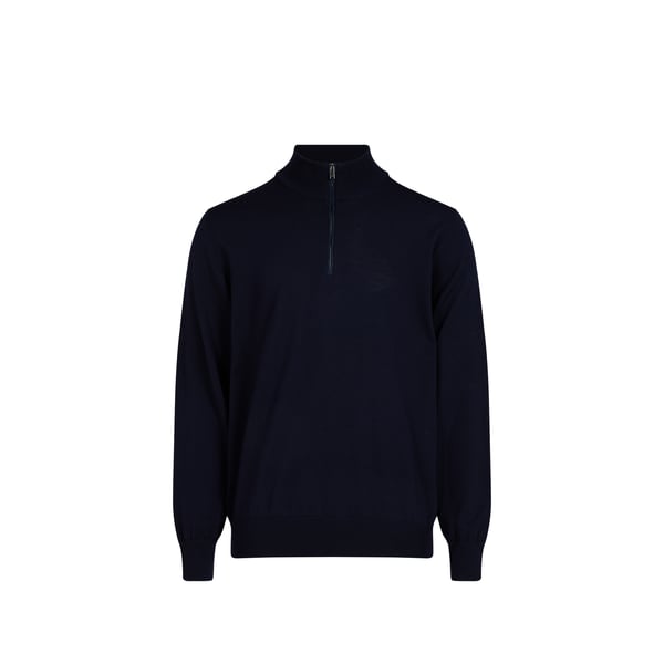 Pull droit col montant zippé en laine Pull droit col montant zippé en laine