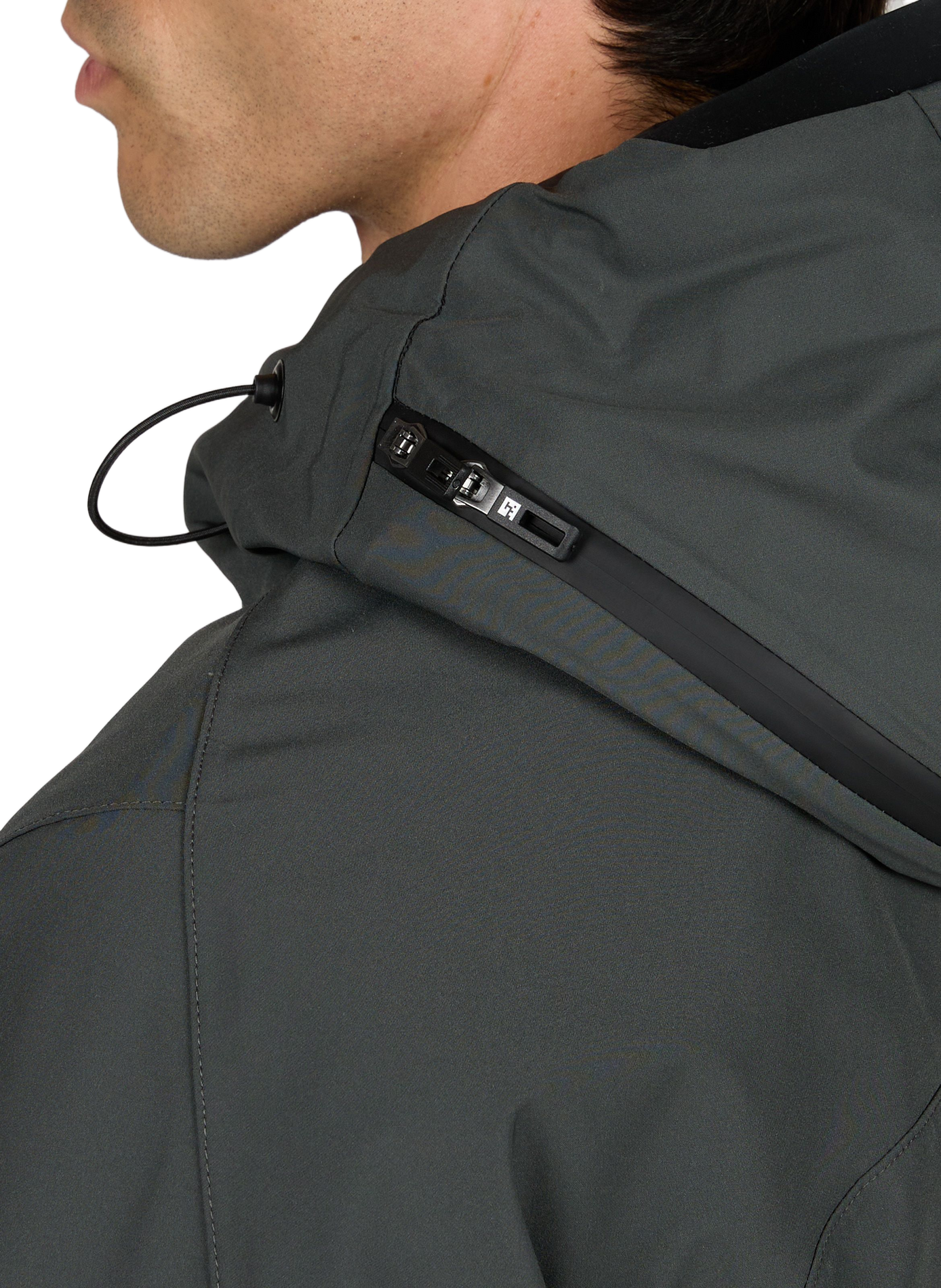 Long straight plain hooded parka KRAKATAU Khaki