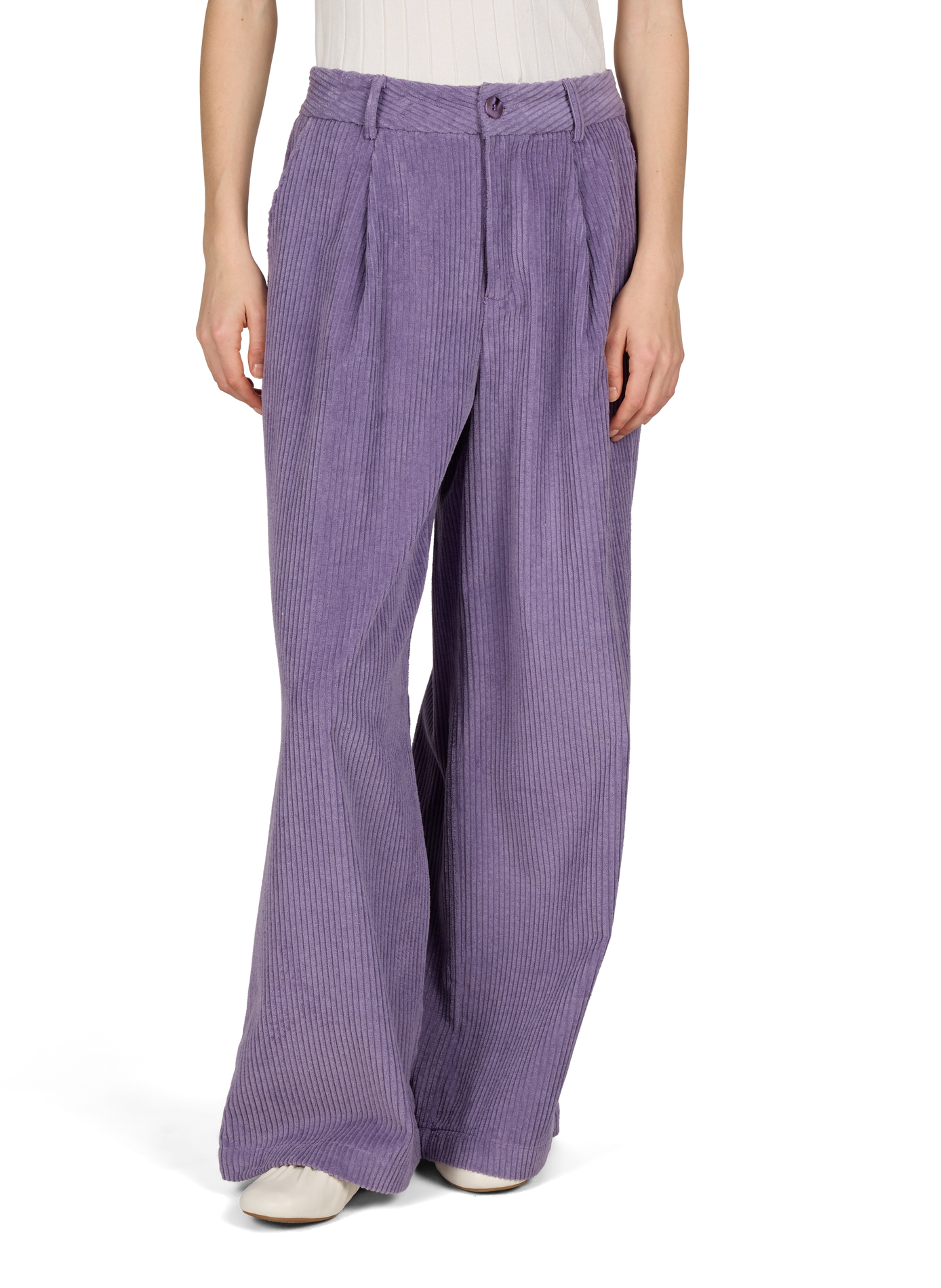 Voltaire wide-leg ribbed cotton trousers GARANCE Purple