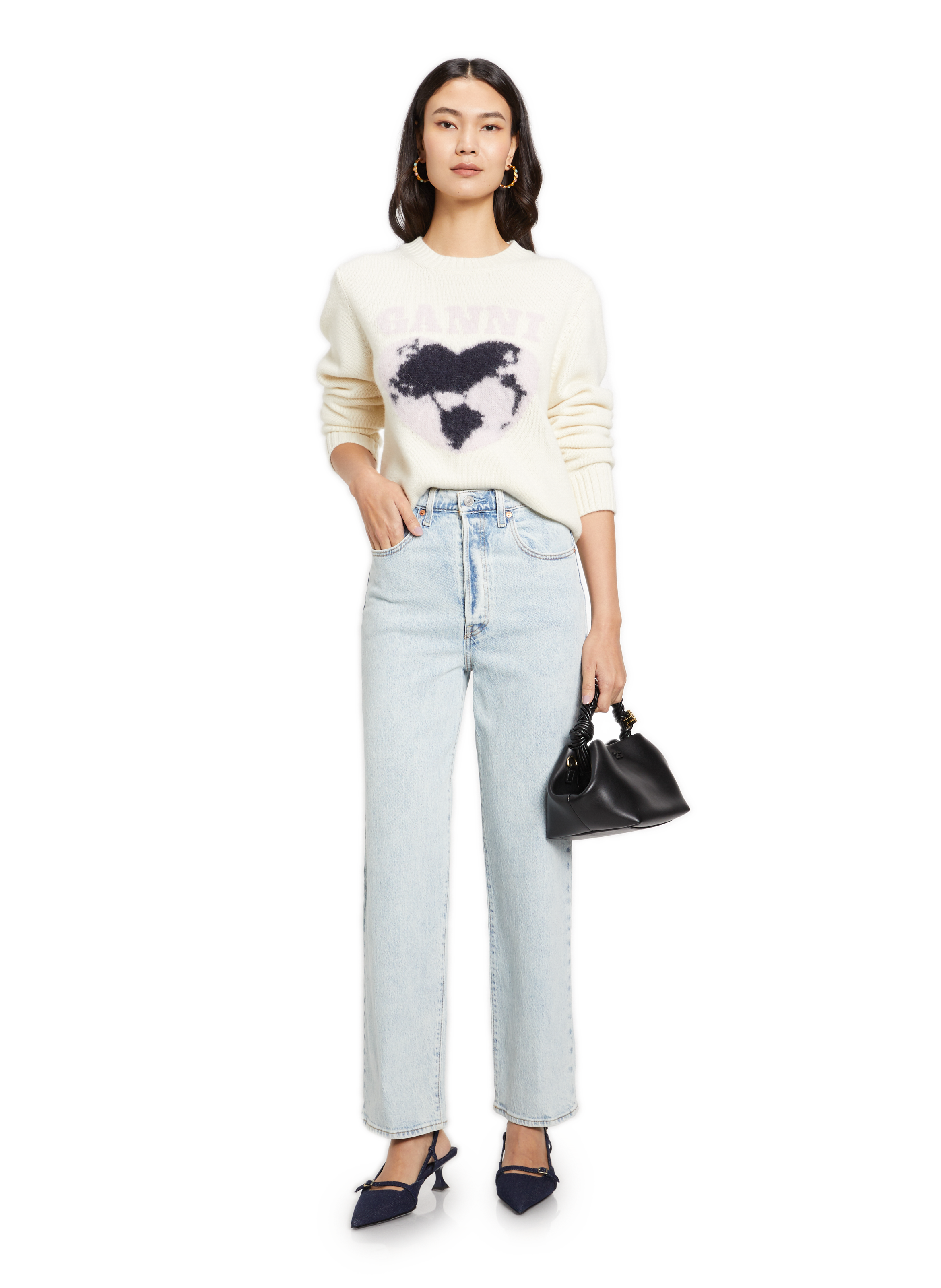 Cleo leather handbag GANNI Black