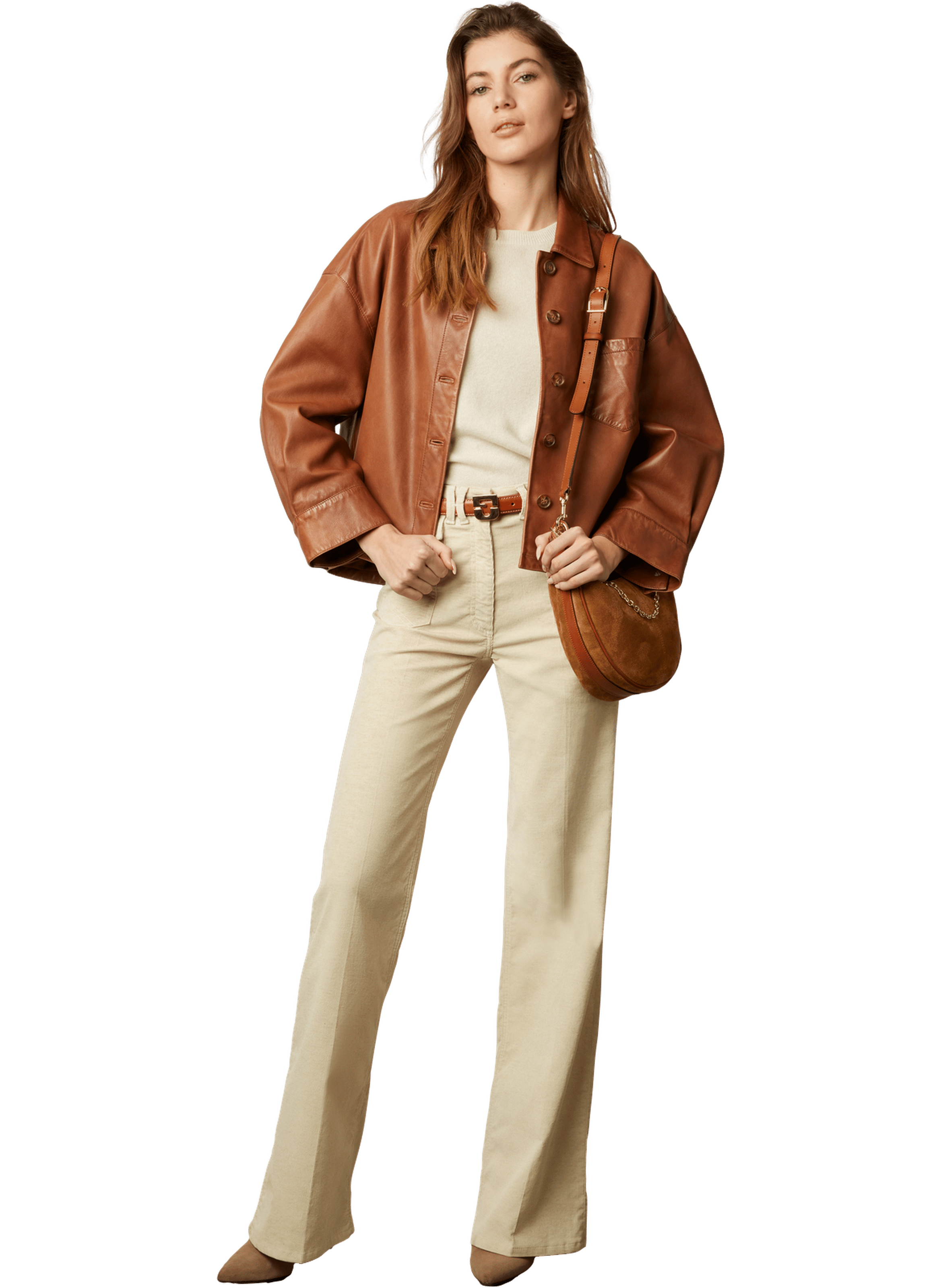 Veste courte en cuir - jocya GERARD DAREL Marron