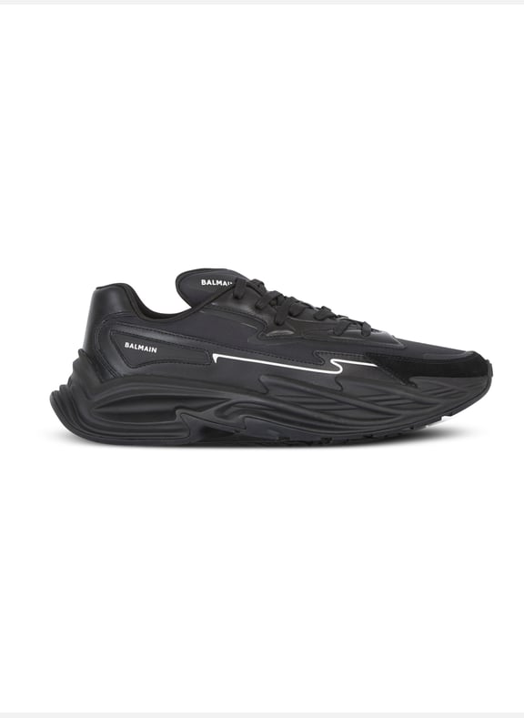 Baskets run-row en faux cuir Noir by BALMAIN BALMAIN Baskets run-row en faux cuir Noir