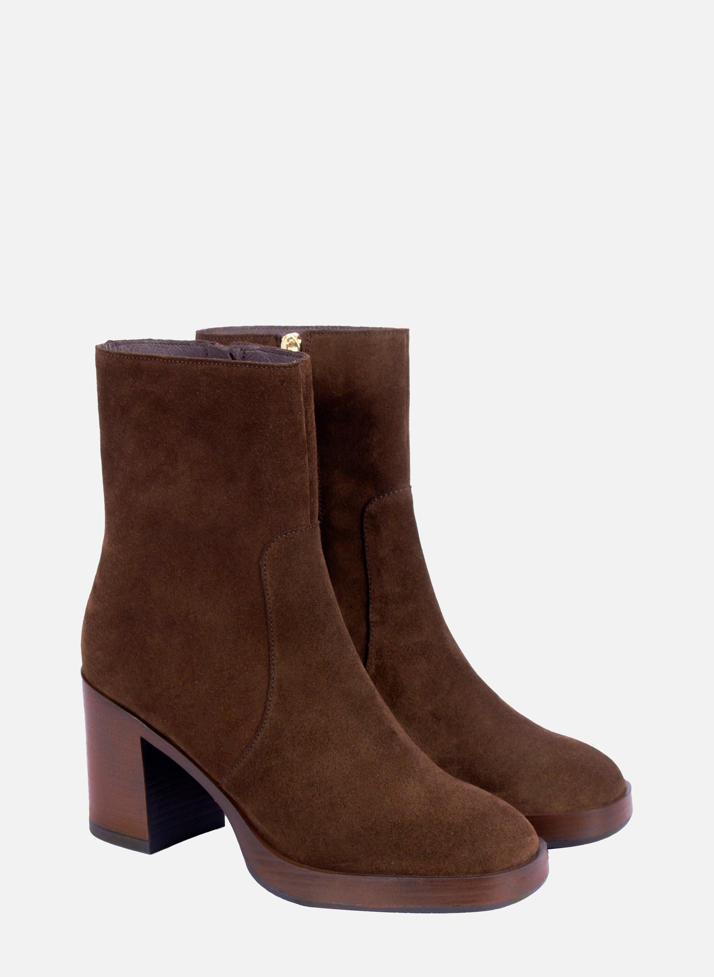 Bottines plateforme cuir daim JULES & JENN Marron