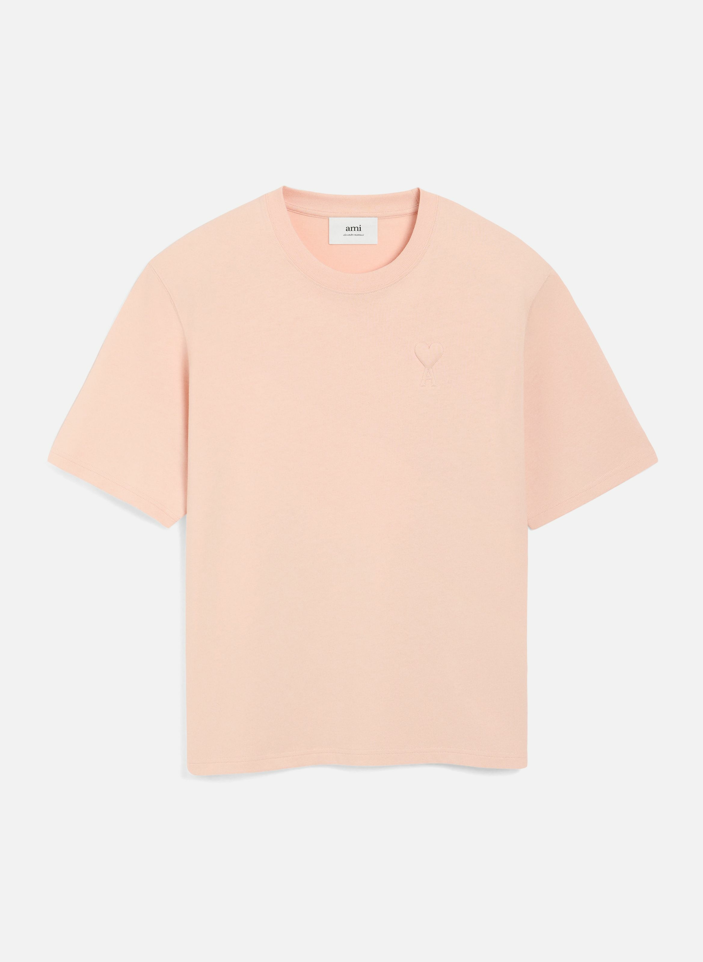 AMI PARIS T-shirt ami de coeur coupe cosy en coton unisexe Rose