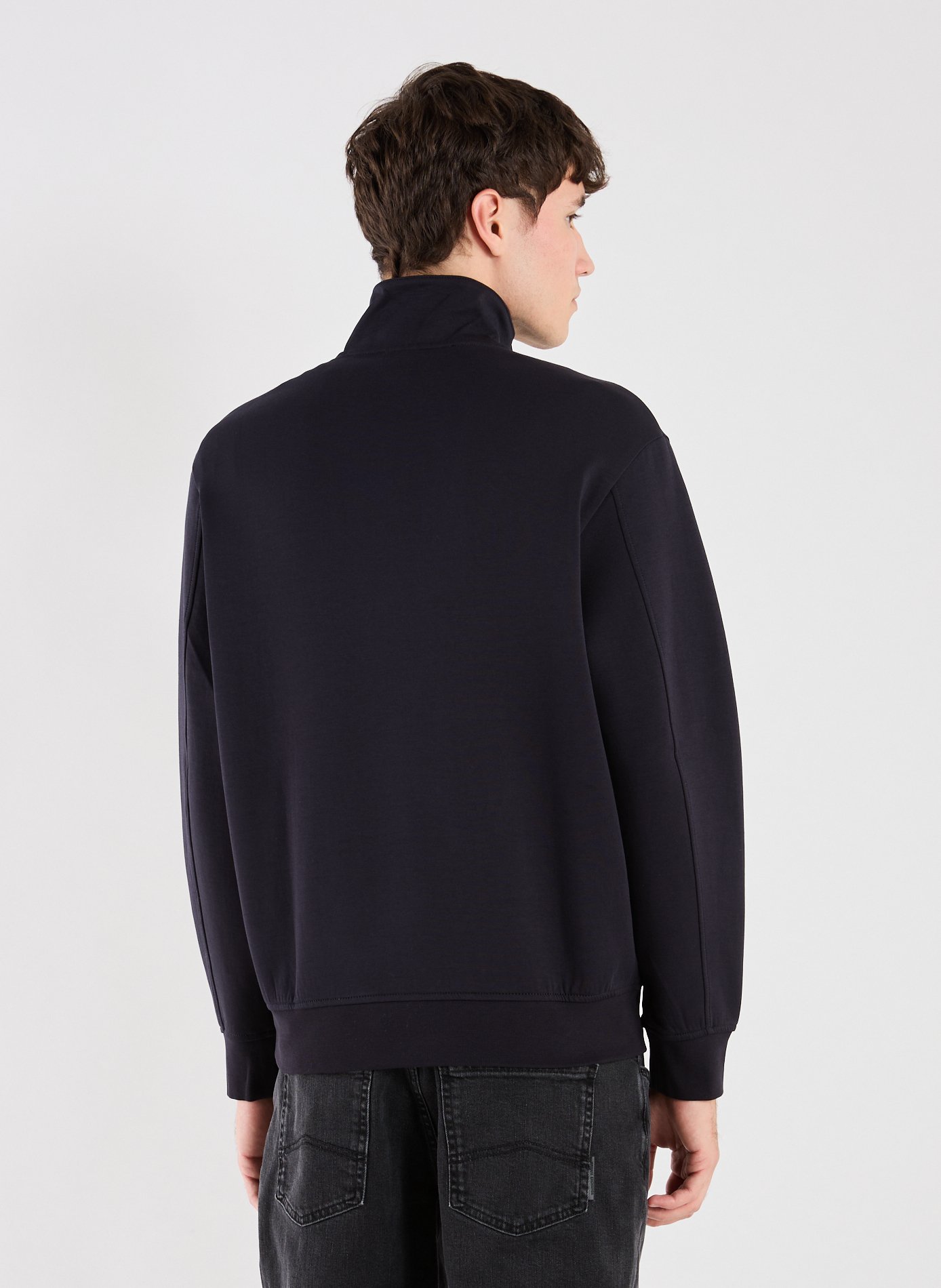 Straight high-neck sweatshirt in blended cotton ARMANI EXCHANGE Blue