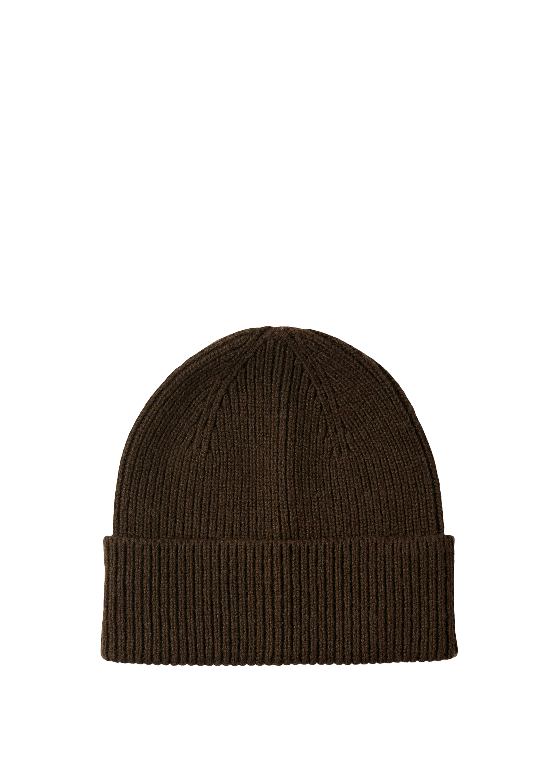 SELECTED Bonnet côtelé en laine Marron