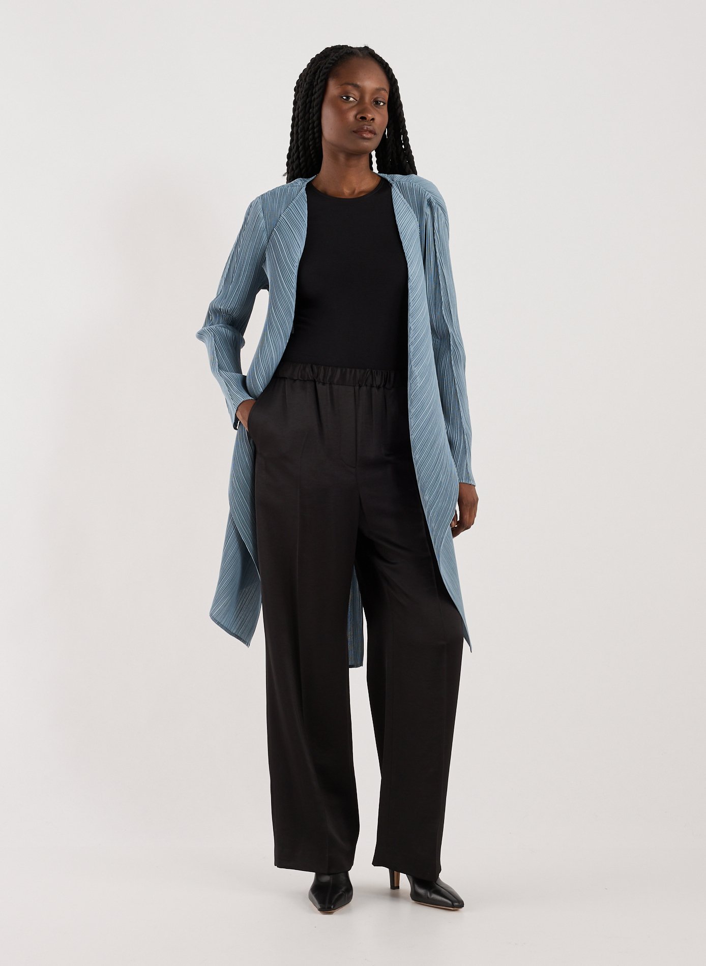 Veste évasée aspect plissé ADOLFO DOMINGUEZ Gris