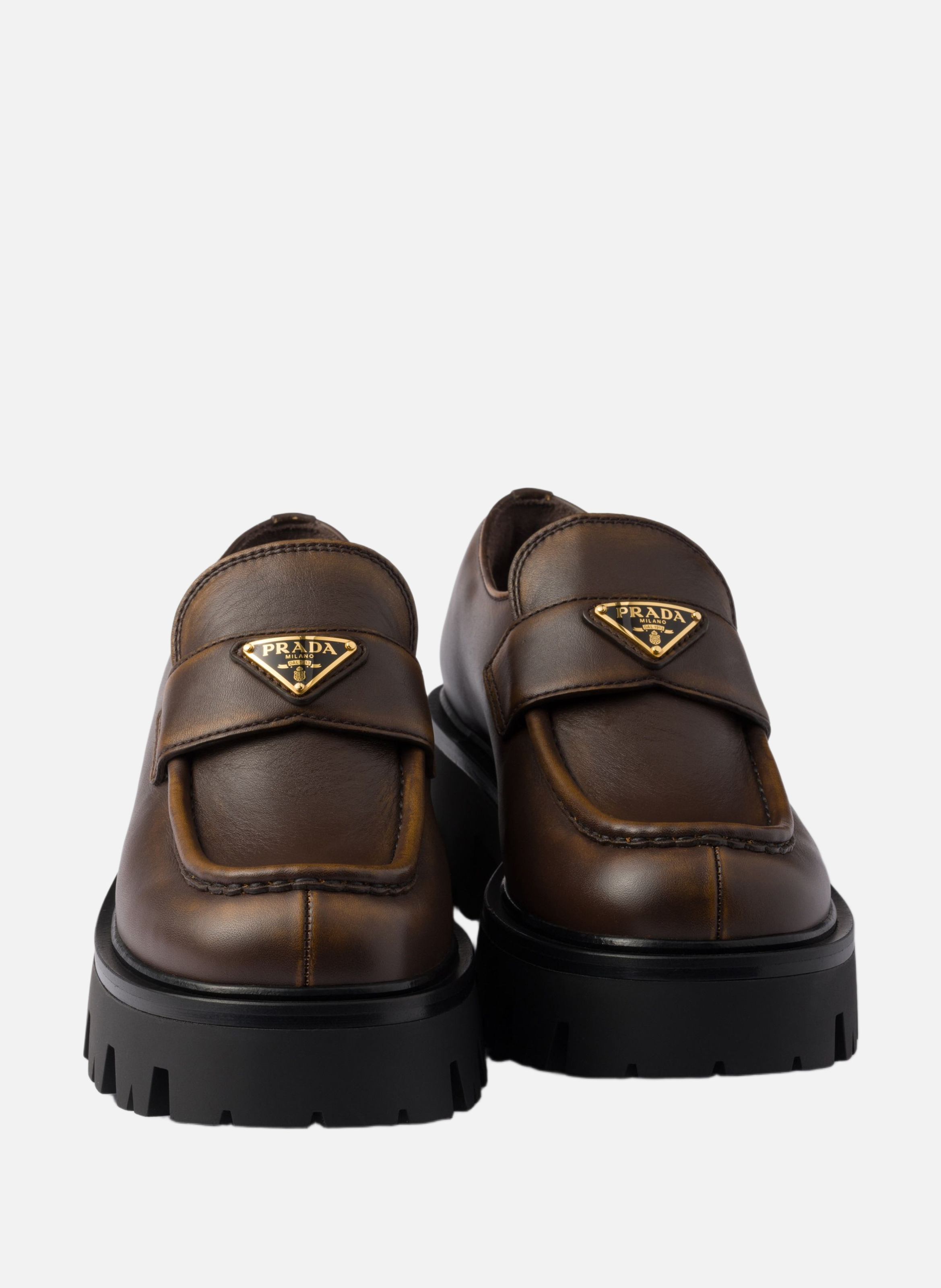 Mocassins en cuir PRADA Marron
