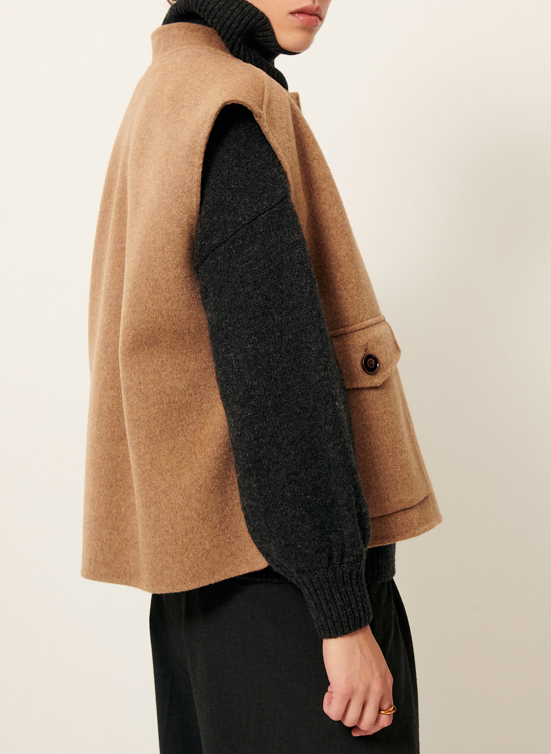 Veste oversize en laine mélangée parkless SESSUN Beige