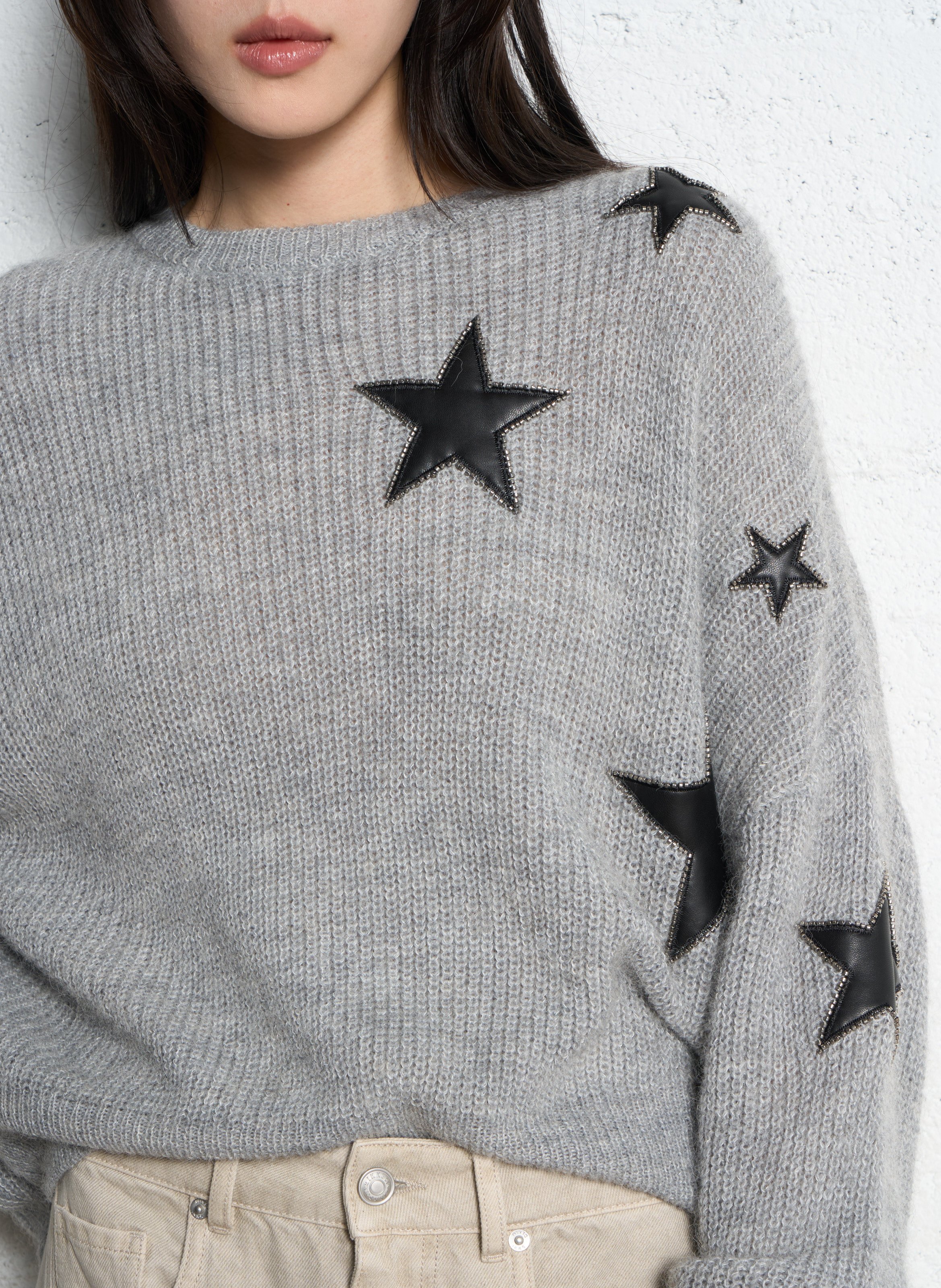 Pull droit en alpaga mélangé IKKS Gris