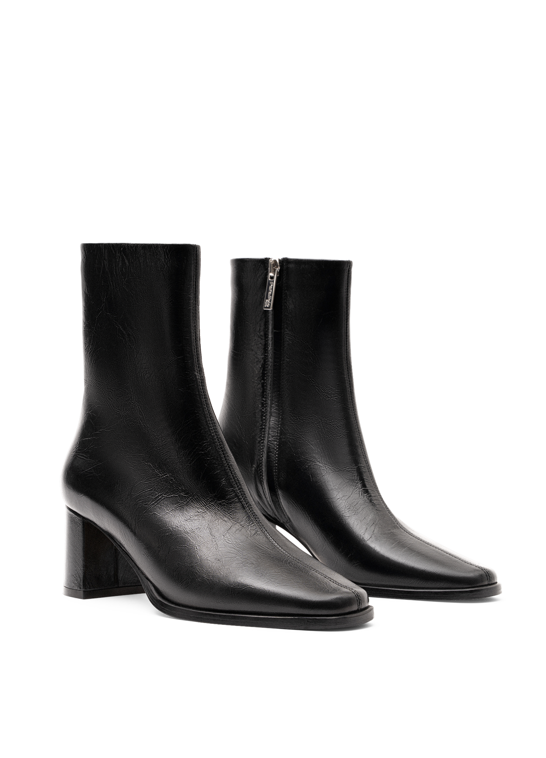 Bottines carlo en nappa craquele PARALLELE Noir