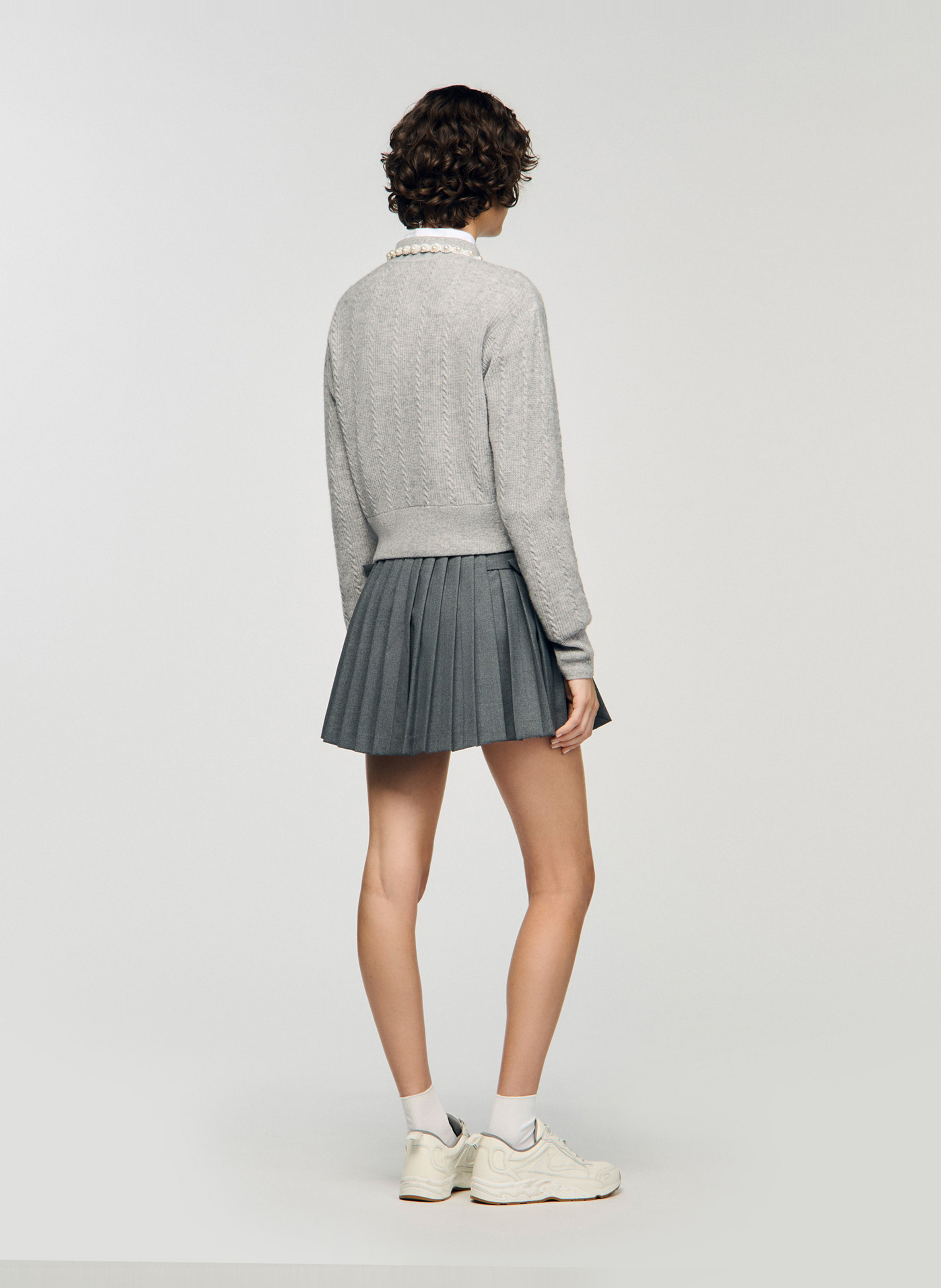 Gilet col classique en laine mélangée SANDRO Gris