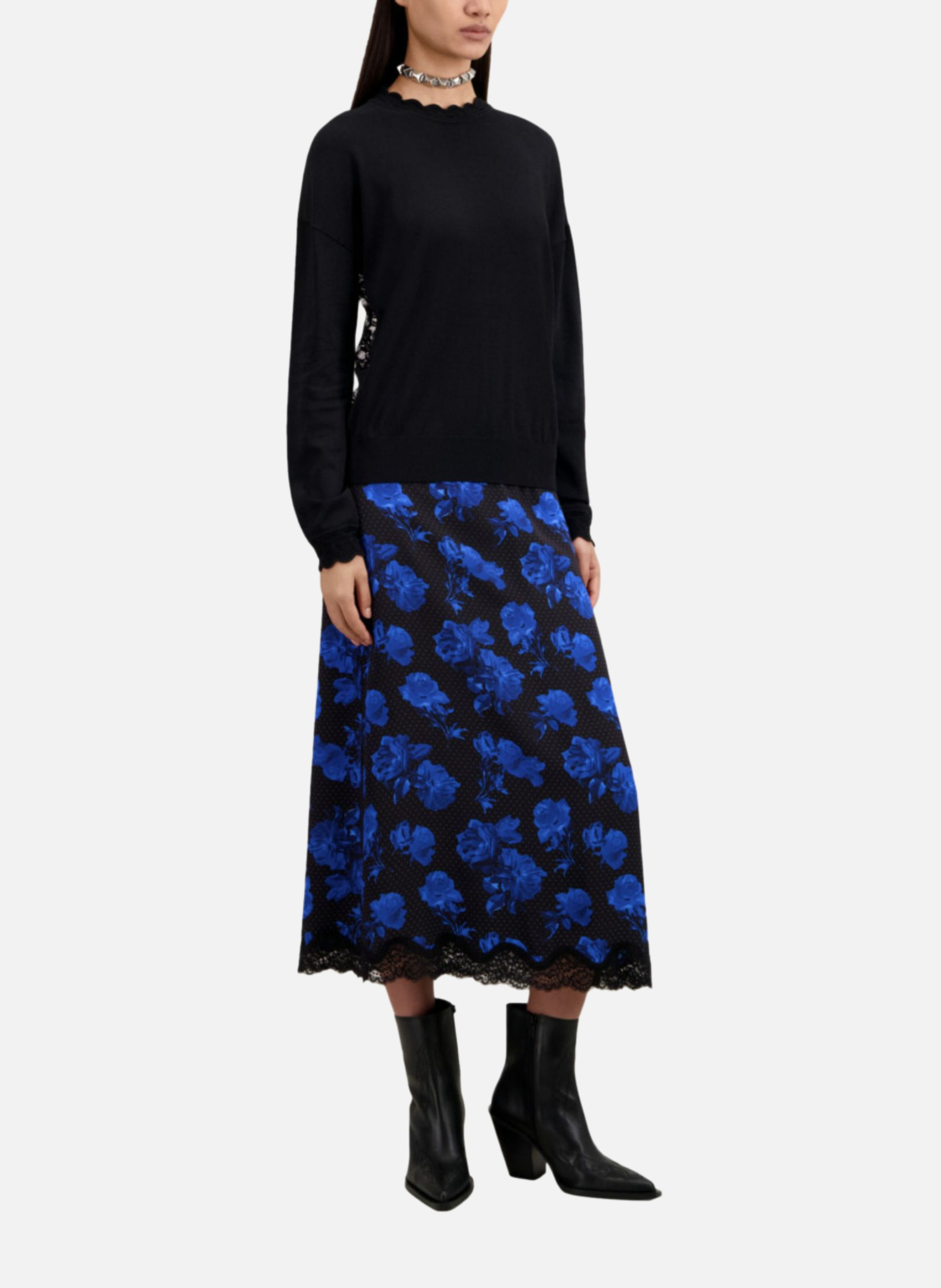 Bottines à talons en cuir avec broderies THE KOOPLES Noir