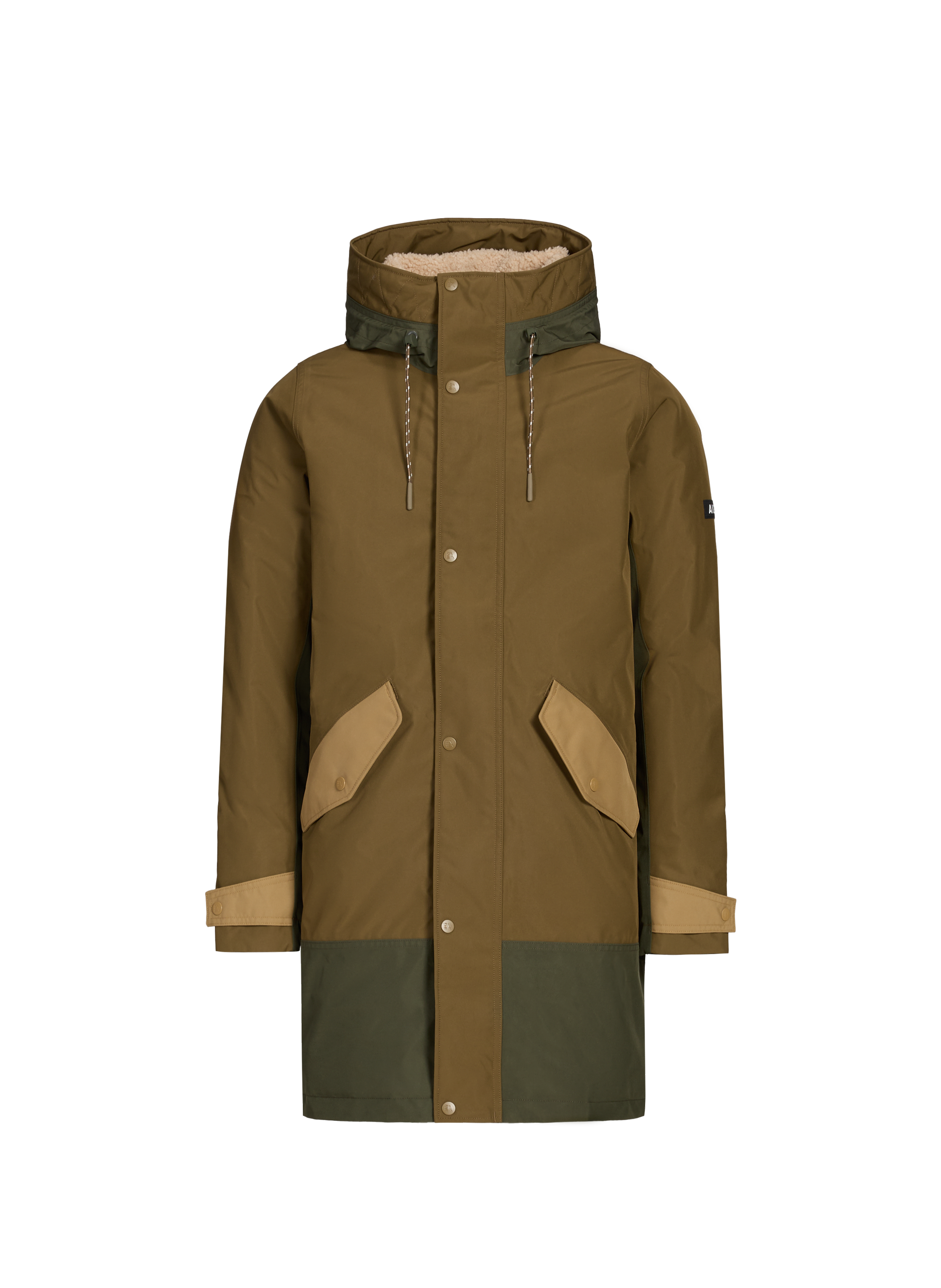 AIGLE Straight hooded parka Khaki