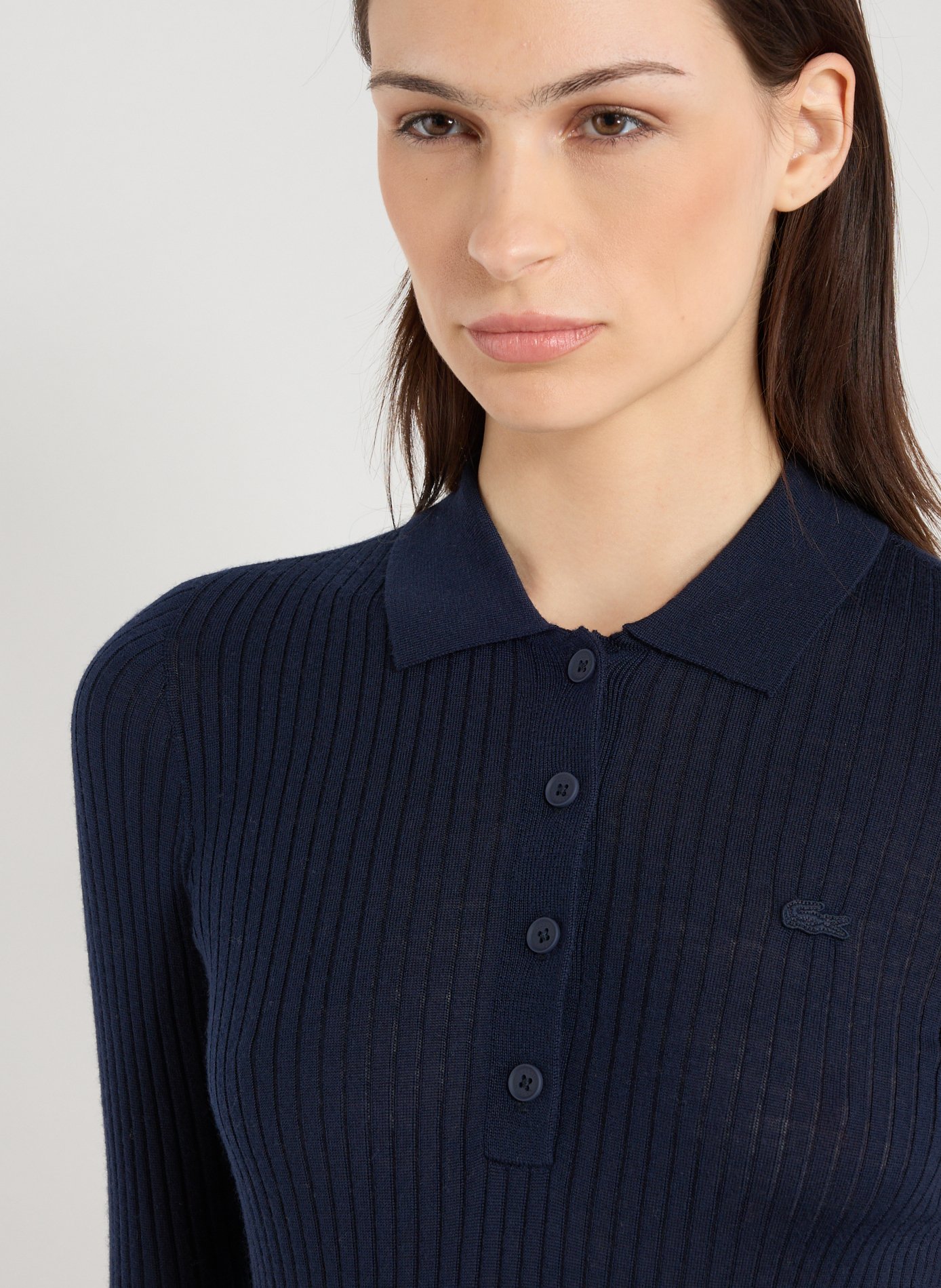 Polo à manches longues en laine LACOSTE Bleu