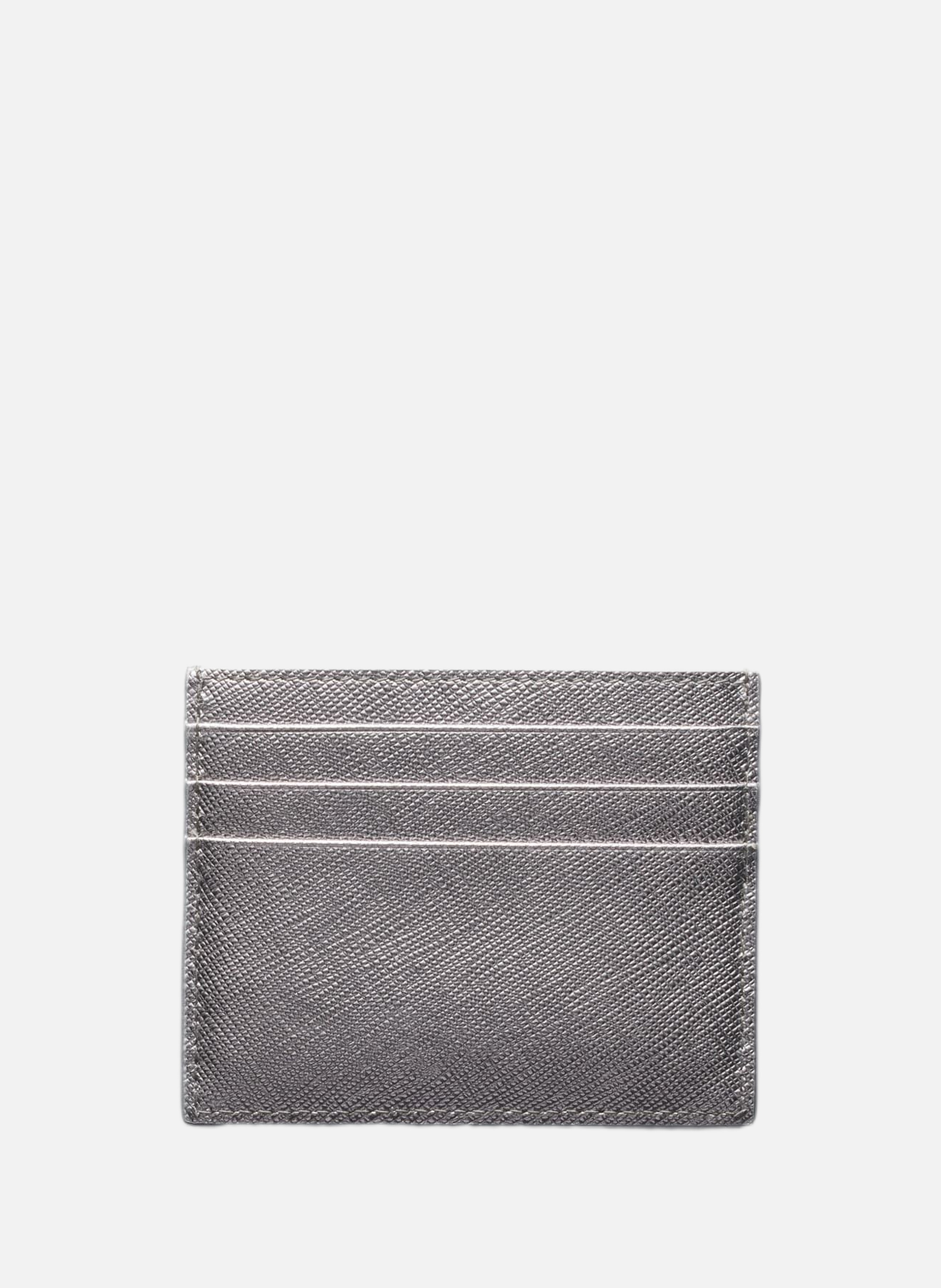 Porte-cartes en cuir saffiano PRADA Argent