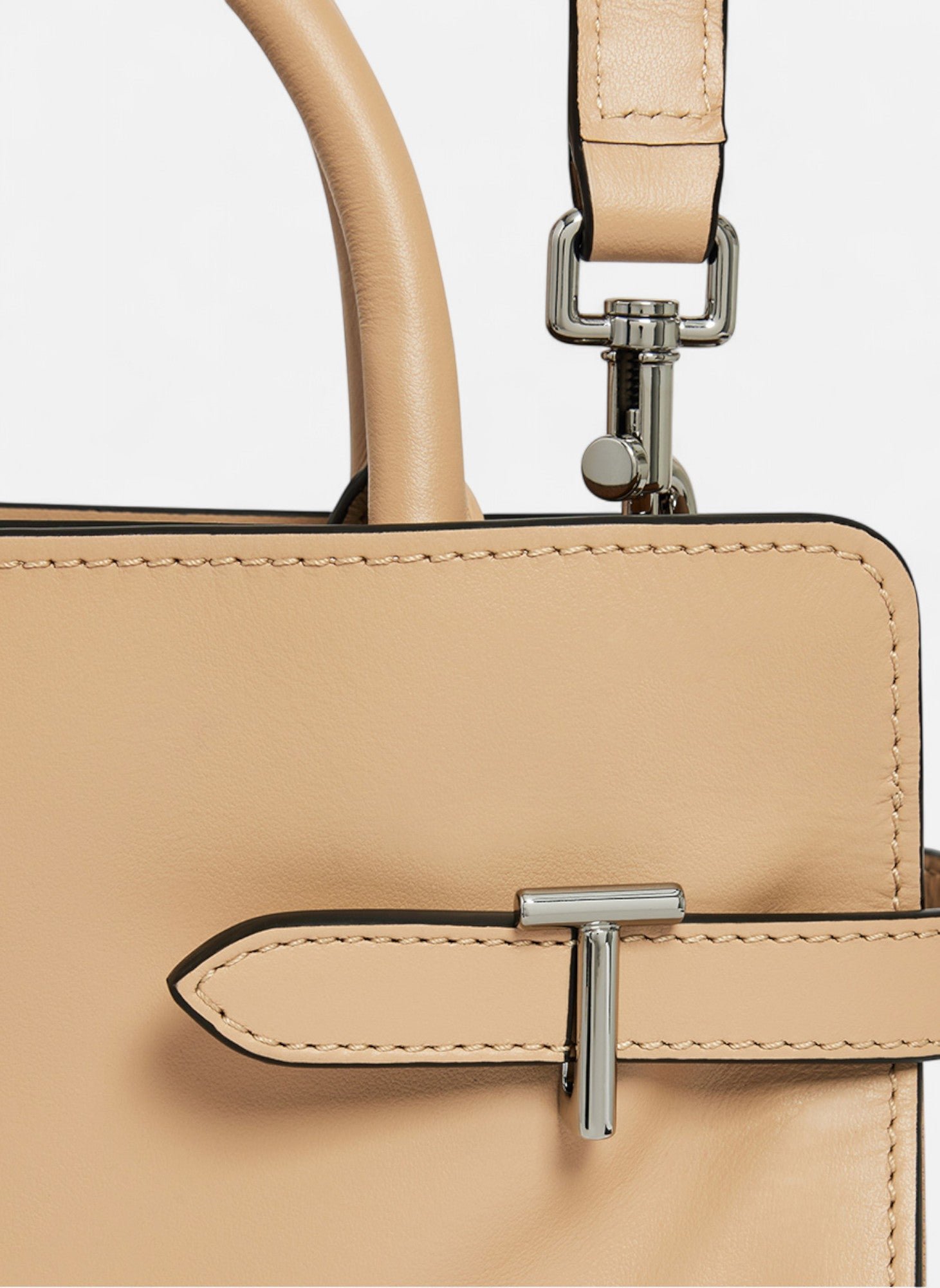 Sac à main moyen modèle emie en cuir lisse et nubuck LE TANNEUR Beige