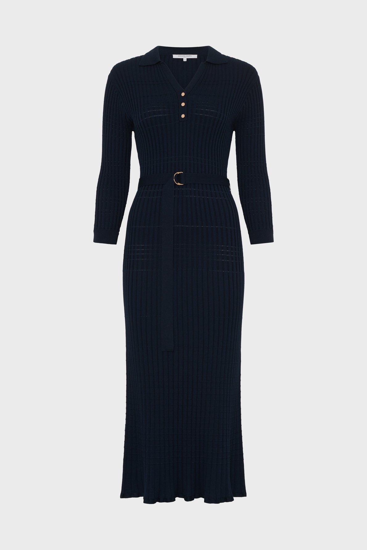 Robe longue en maille à col polo - rihamie GERARD DAREL Bleu