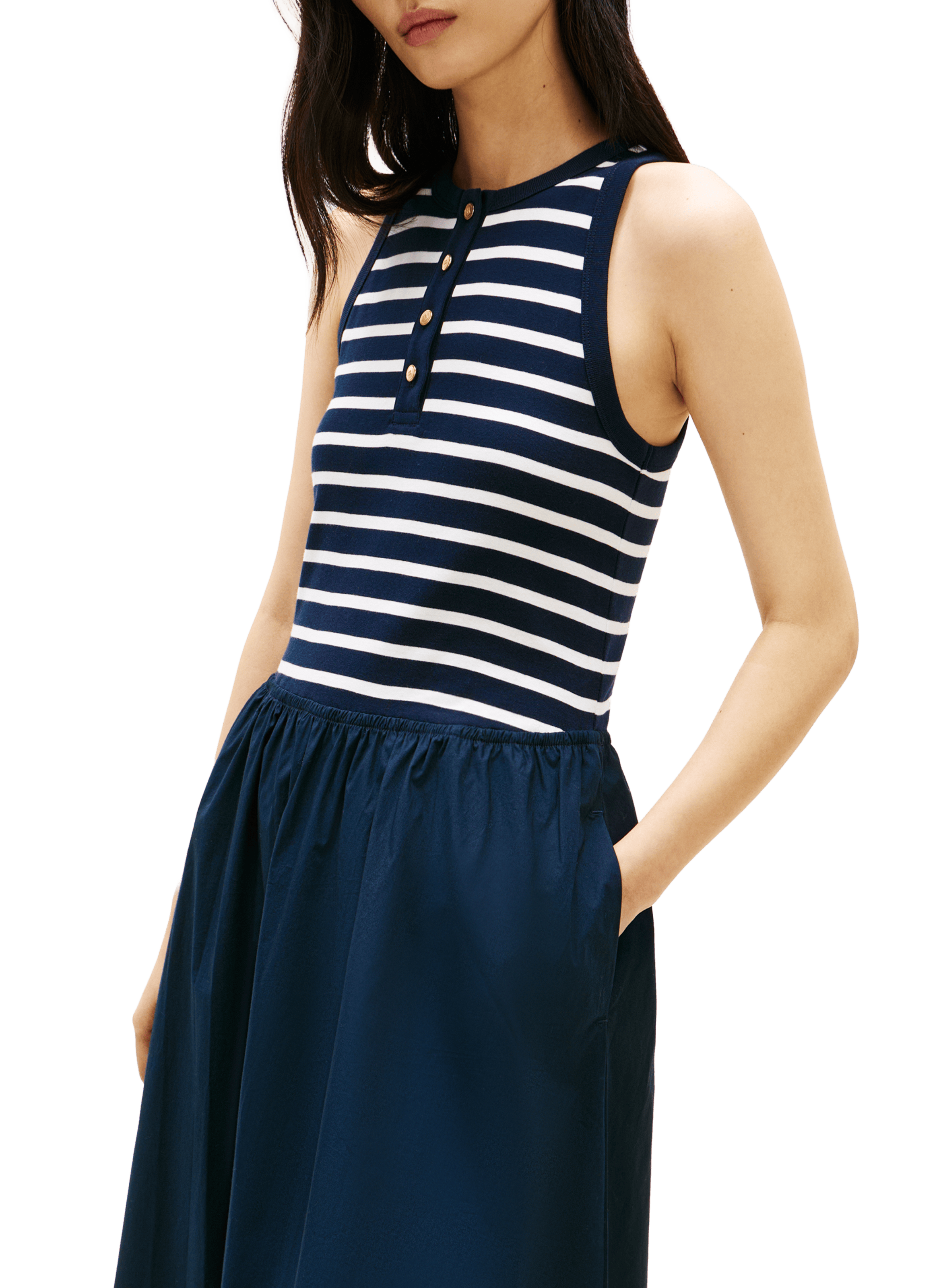 Midi Striped Cotton Blend Dress TOMMY HILFIGER Multicolour