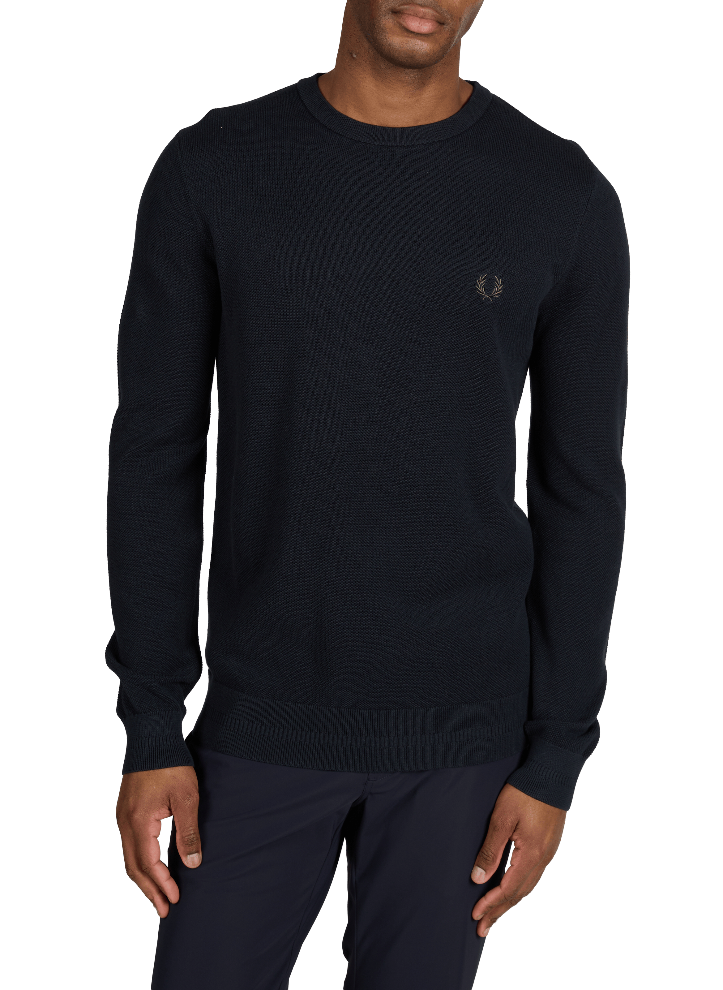 Pull à col rond en coton FRED PERRY Bleu