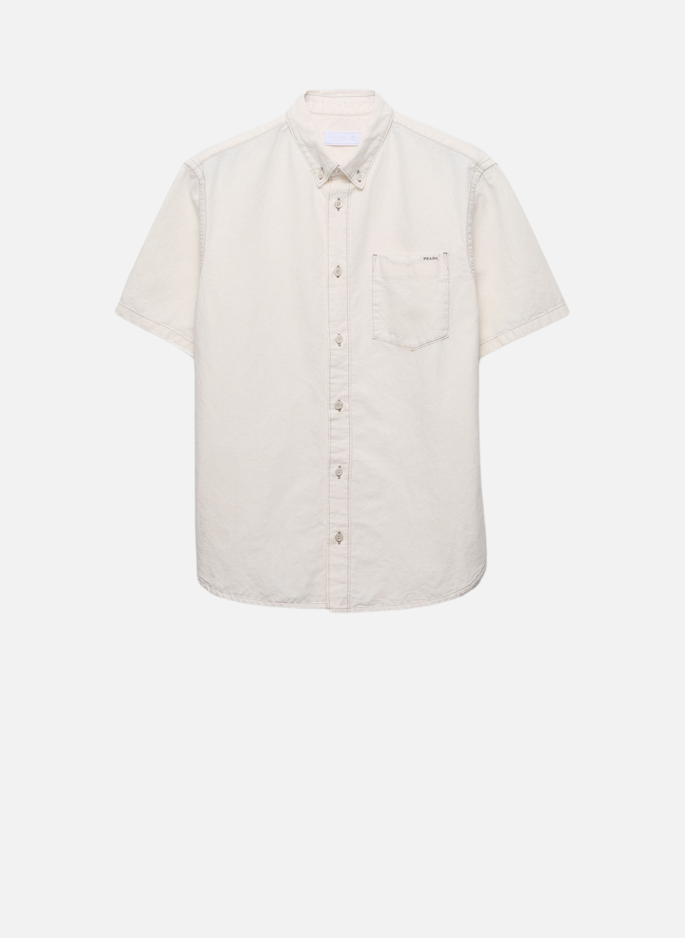 Chemise à manches courtes en chambray PRADA Beige