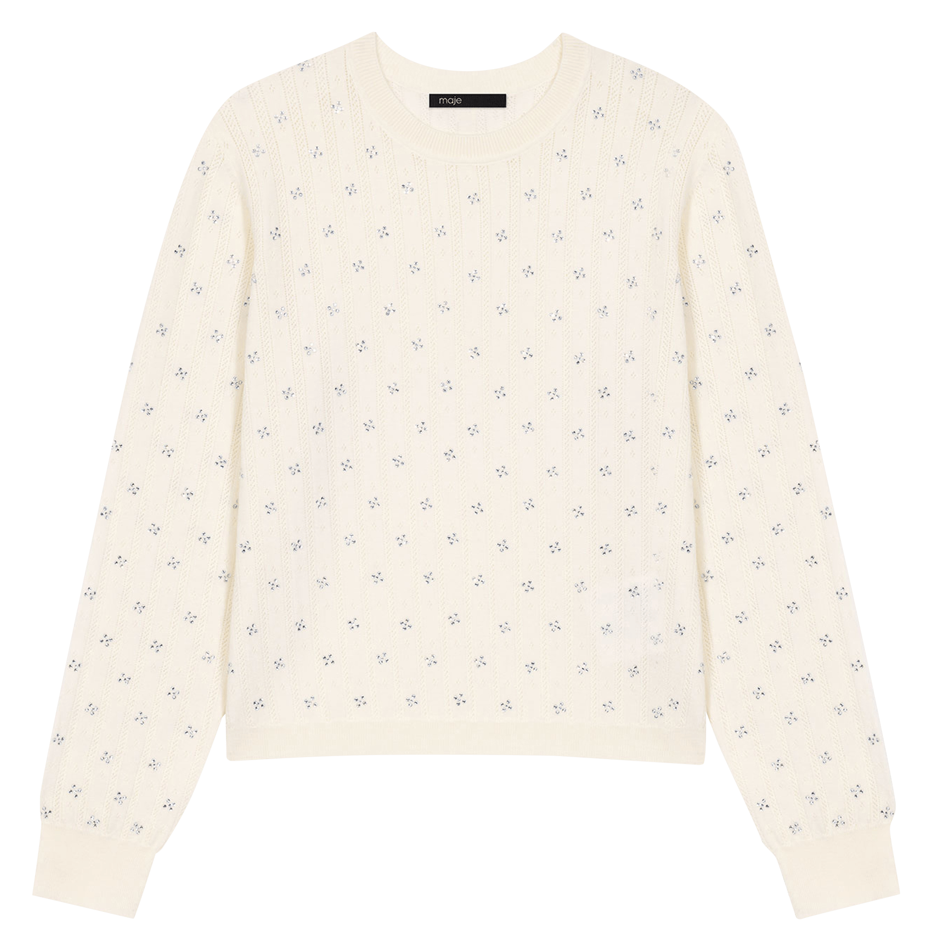Pull col rond en laine mélangée MAJE Beige