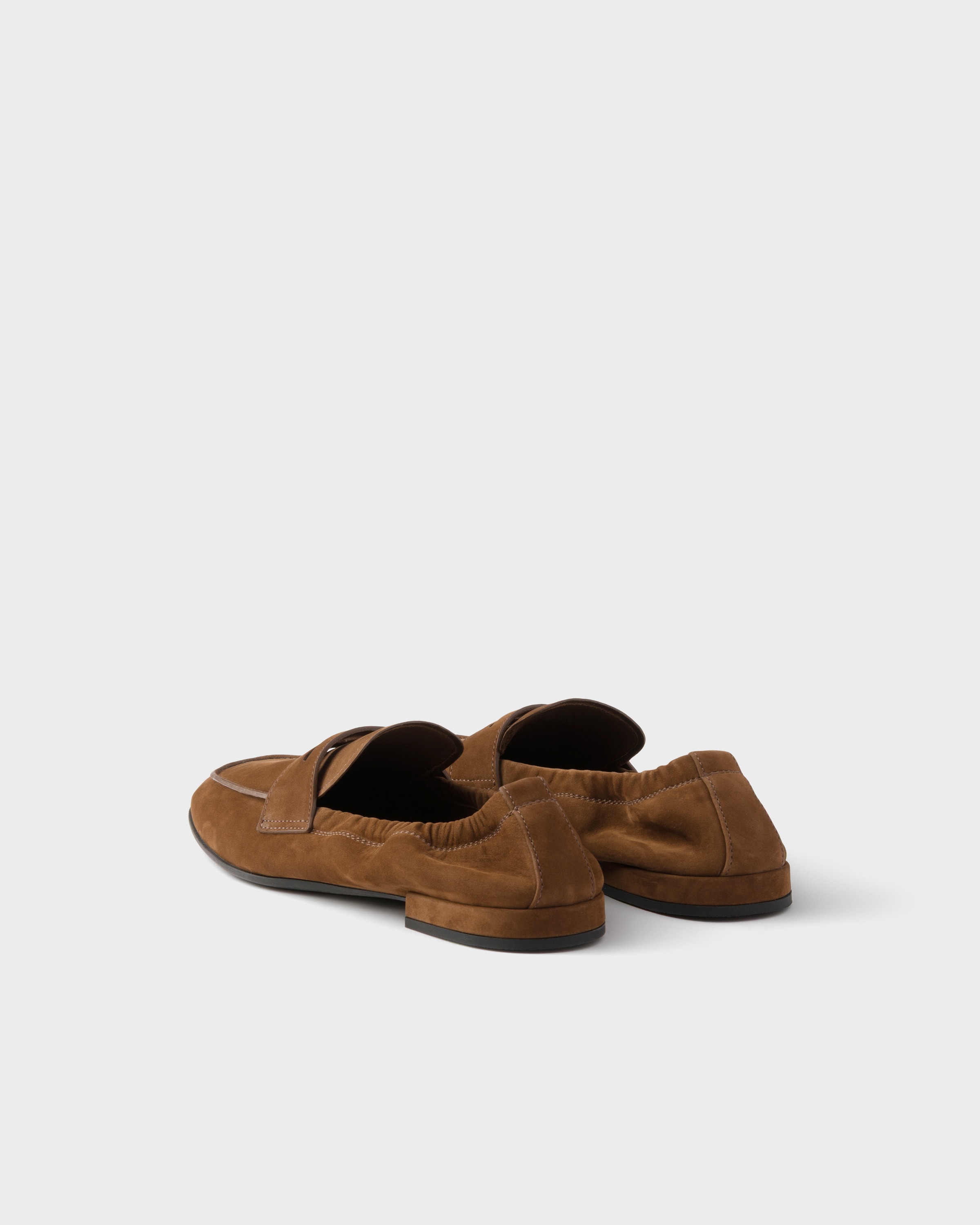 Mocassins en cuir nubuck shuffle PRADA Marron