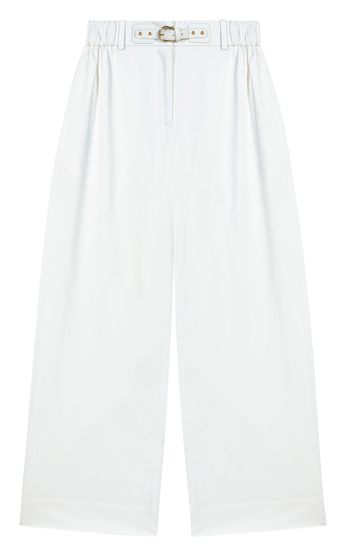 Pantalon large taille haute en coton MAJE Blanc
