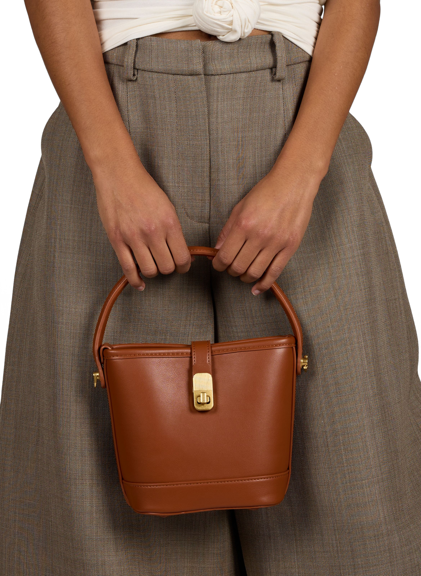 Petit sac seau à bandoulière AU PRINTEMPS PARIS Marron