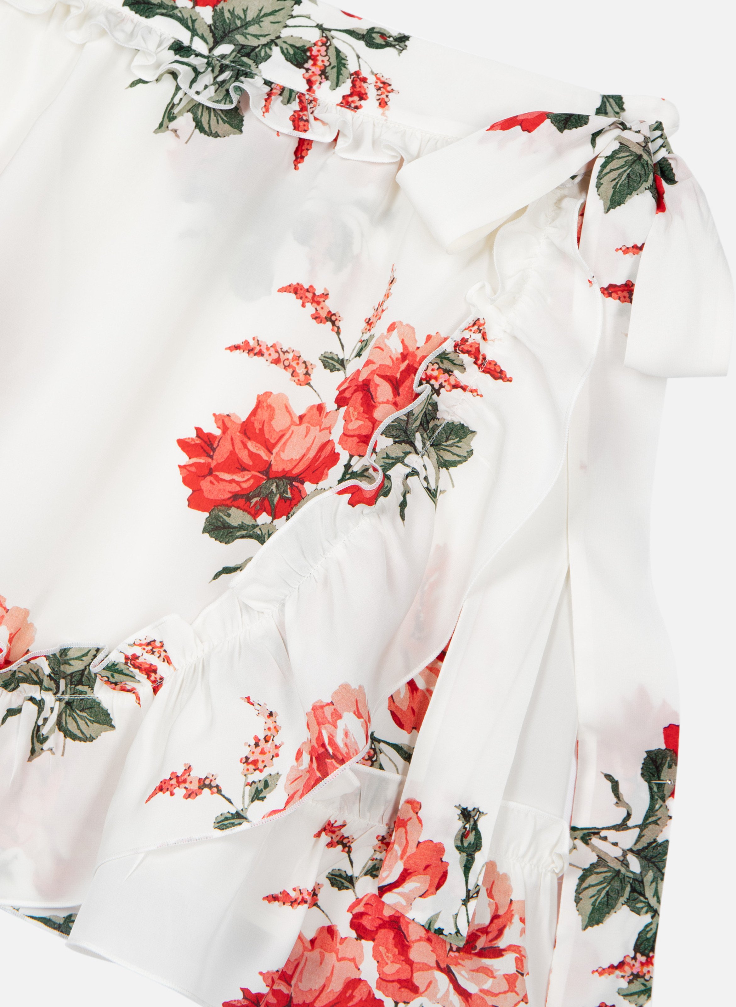 Jupe courte portefeuille imprimé fleuri THE KOOPLES Blanc