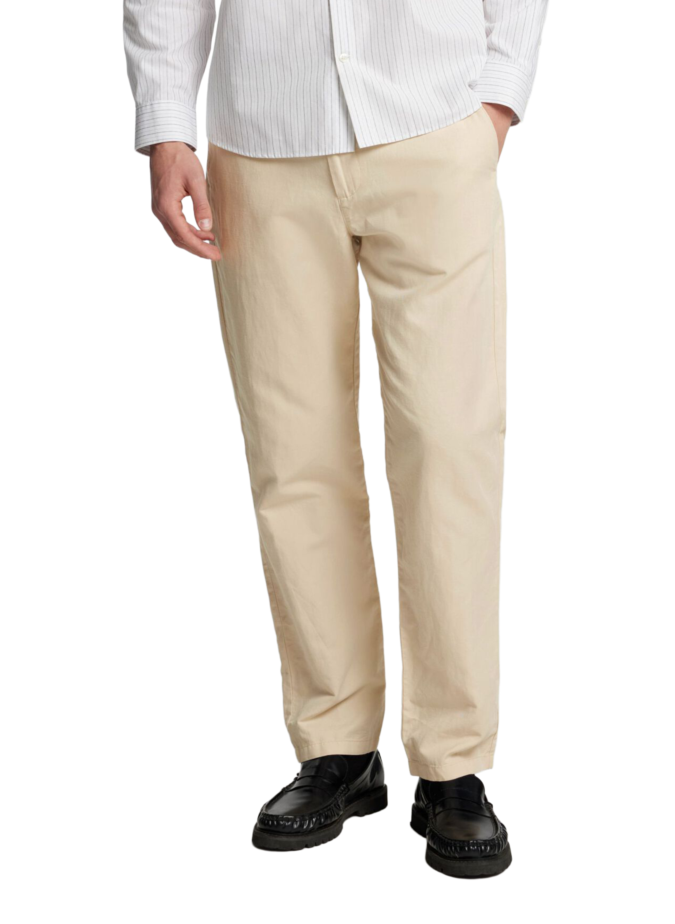 Cotton and linen trousers SELECTED Beige
