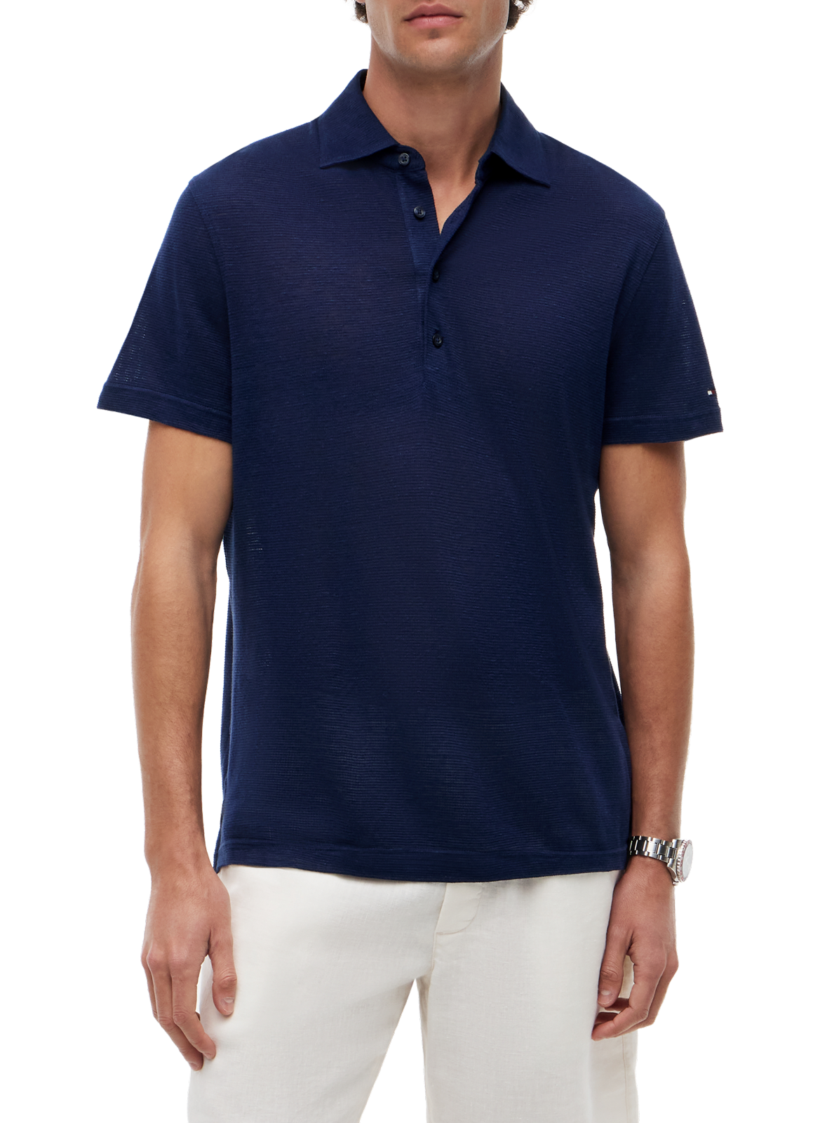 Polo New York Label en coton et lin  TOMMY HILFIGER Bleu