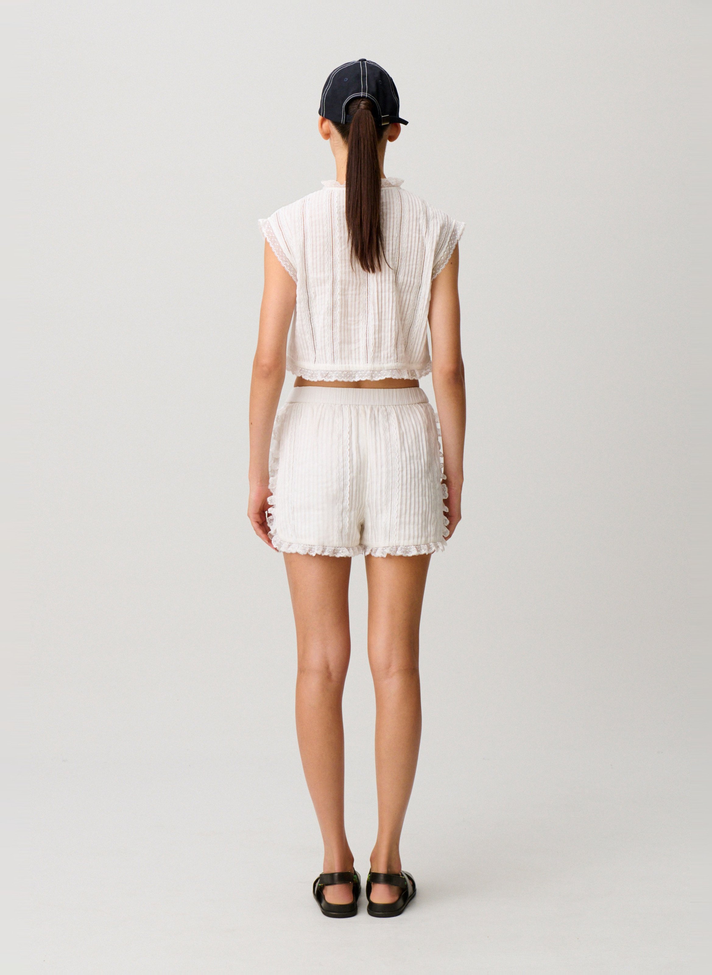 Short court en coton mélangé CLAUDIE PIERLOT Beige