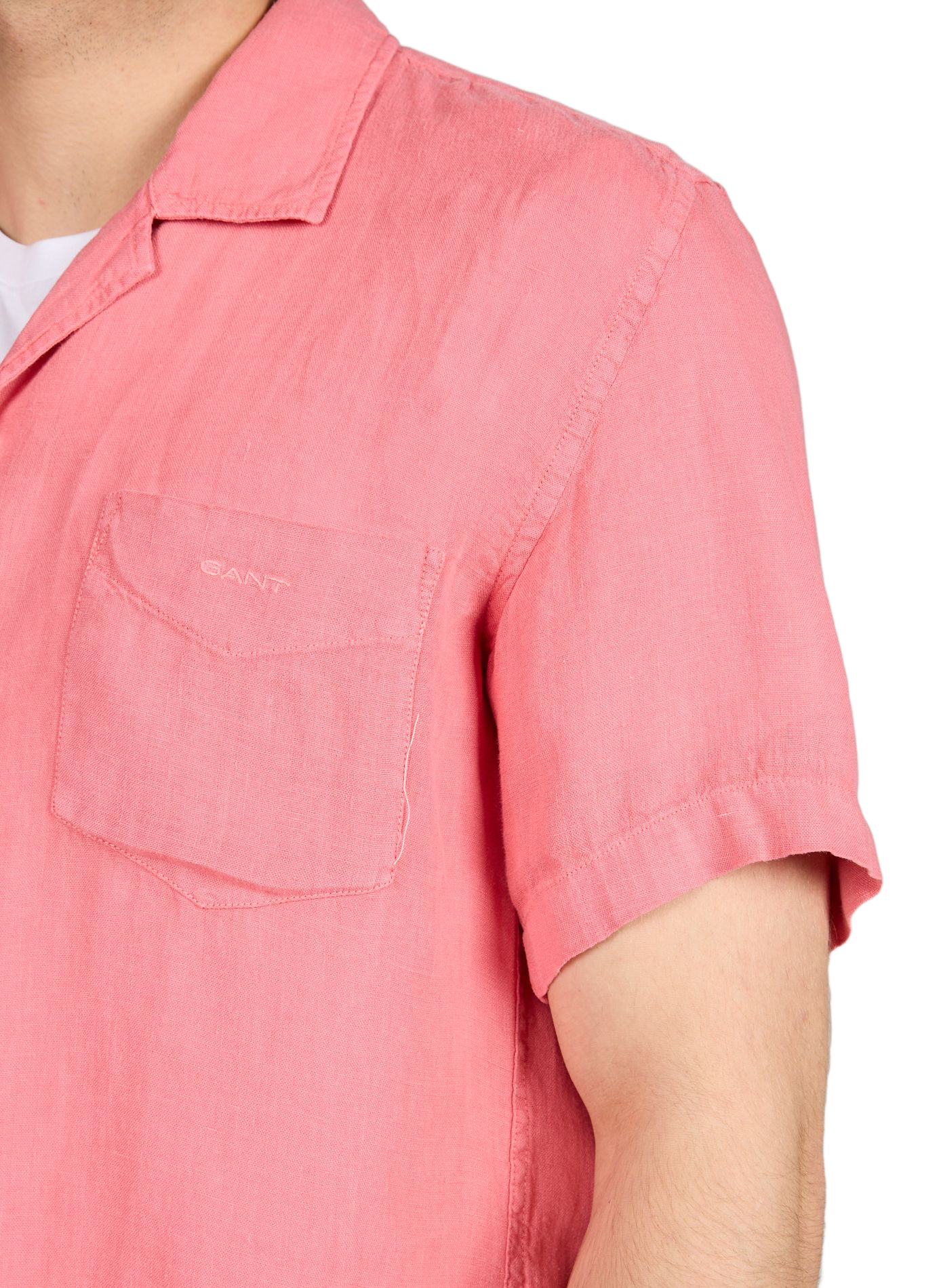 Chemise droite manches courtes en lin GANT Rose