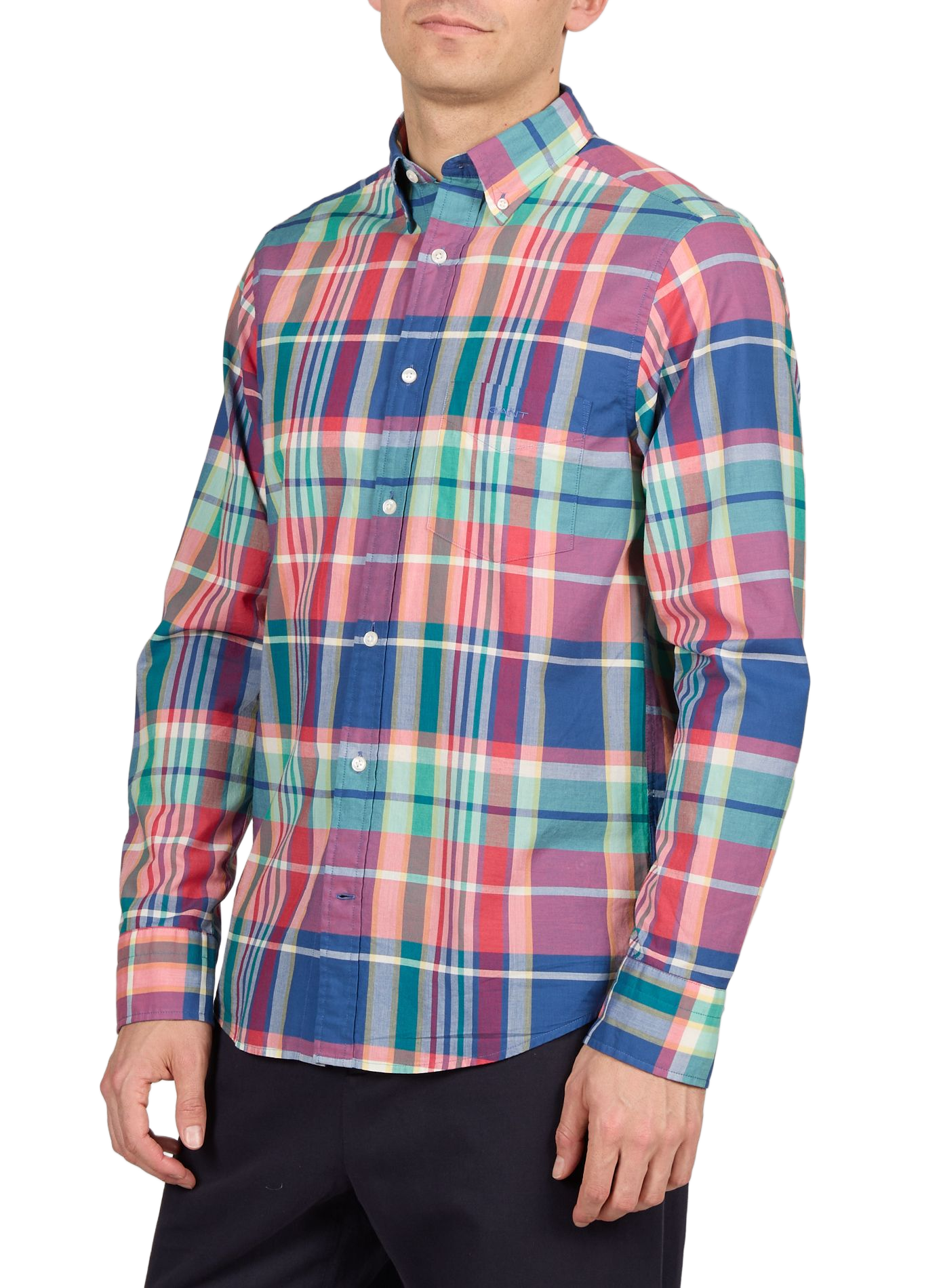 Chemise droite à carreaux en coton GANT Rose