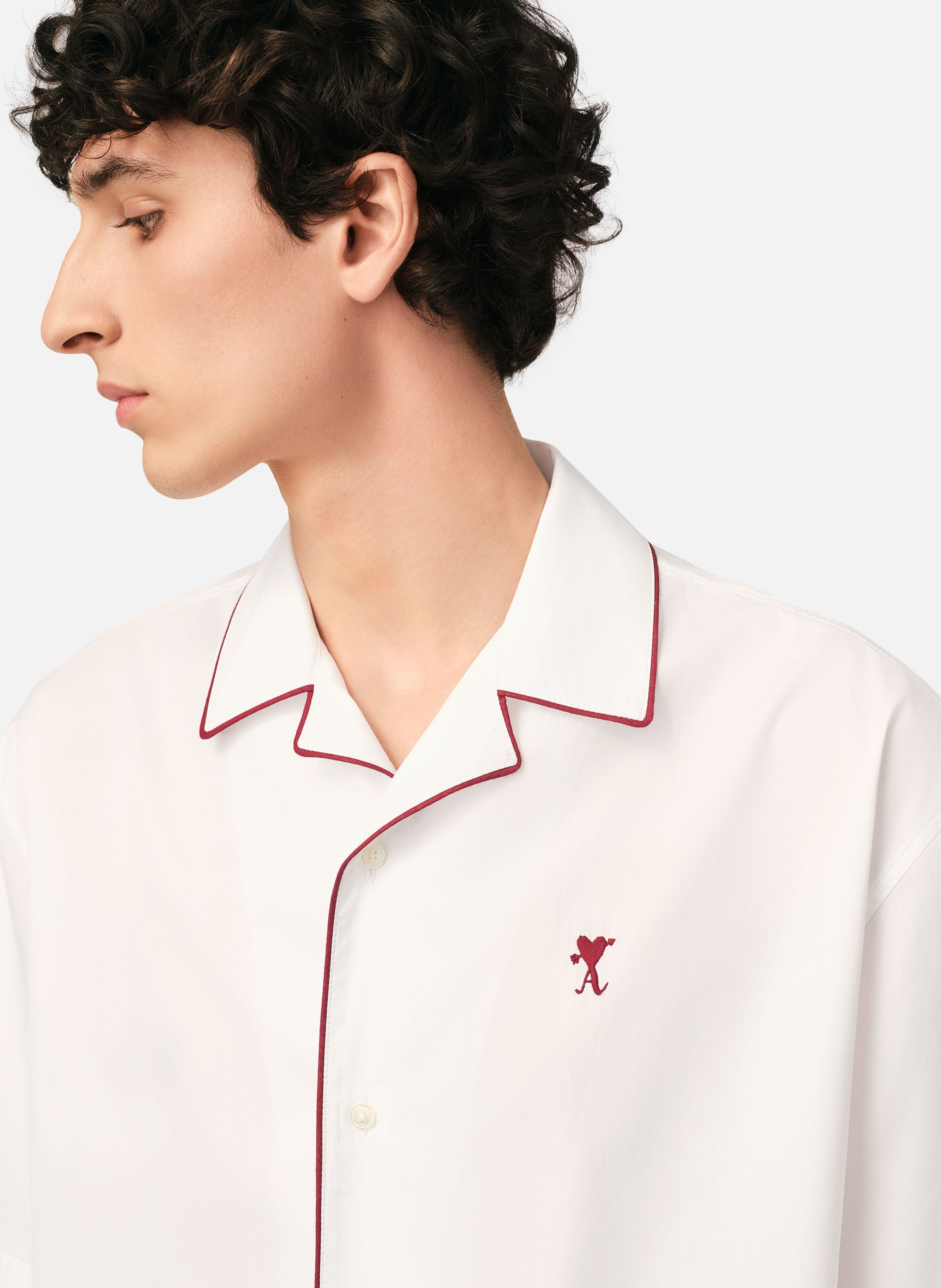 Chemise manches courtes ami de coeur flèche unisexe en coton AMI PARIS Blanc