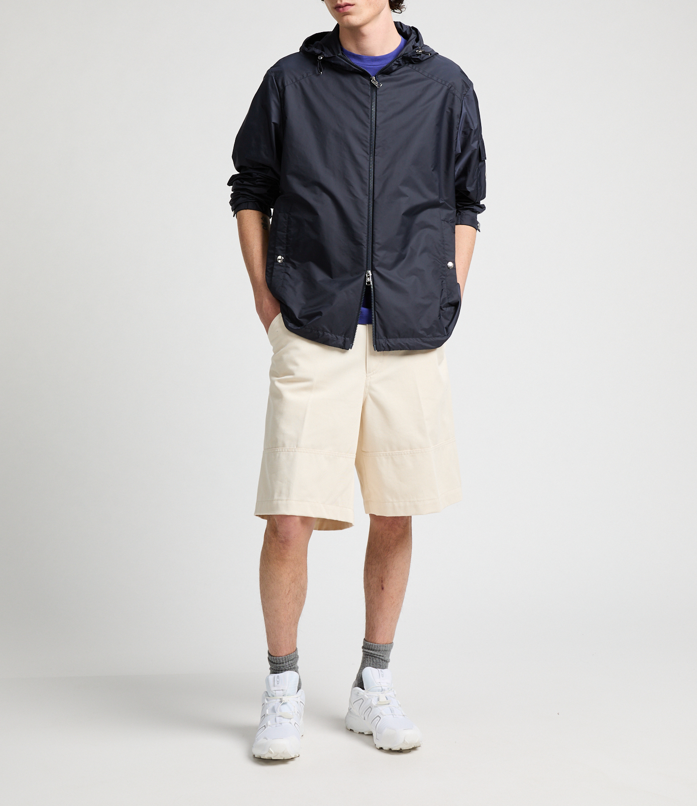 Recycled polyester-blend windbreaker jacket MONCLER Blue