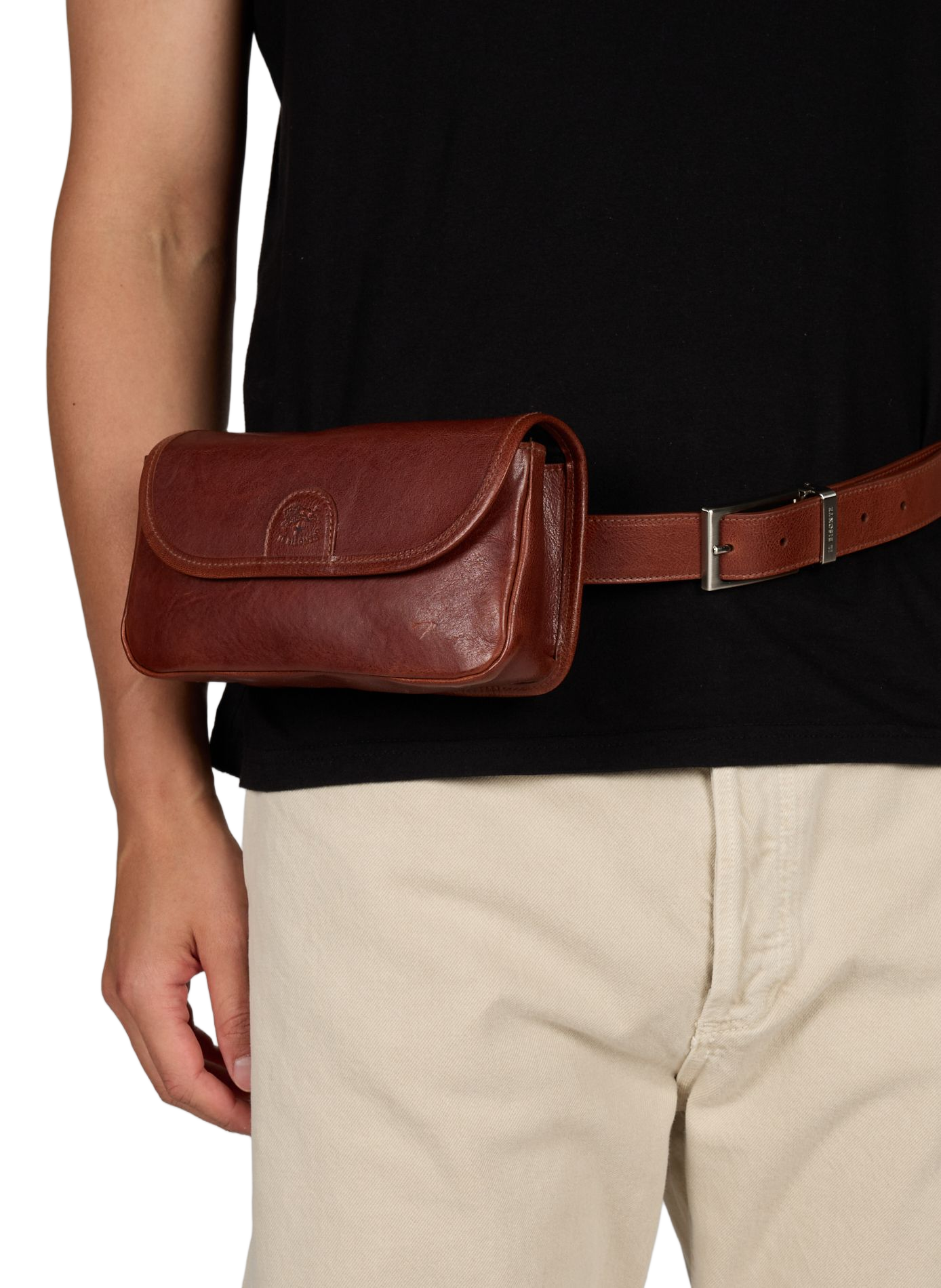 Sac banane à ceinture réglable en cuir IL BISONTE Marron