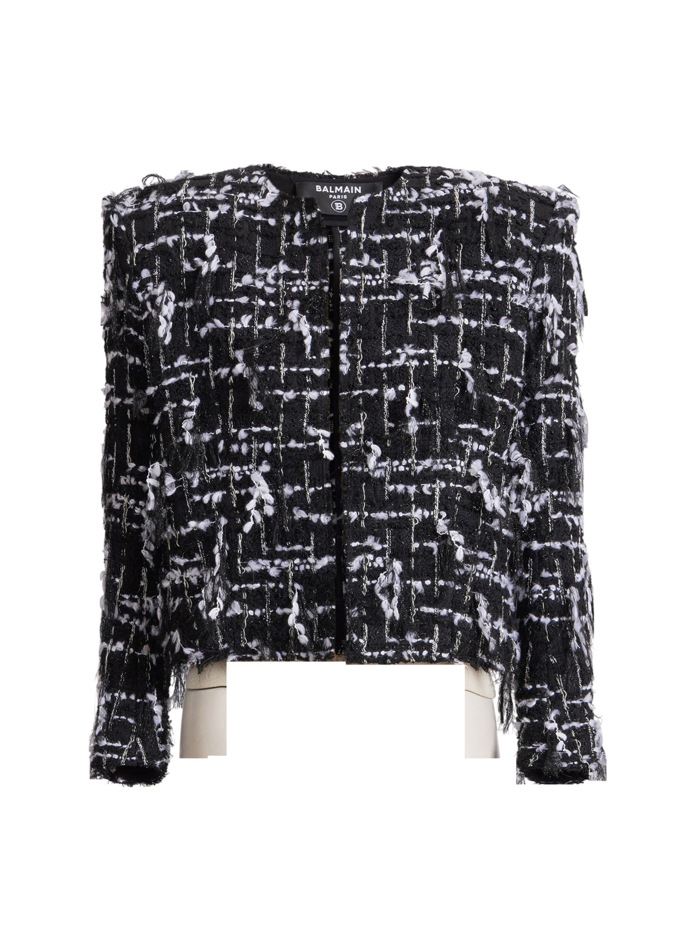 Spencer en tweed frangé BALMAIN Noir
