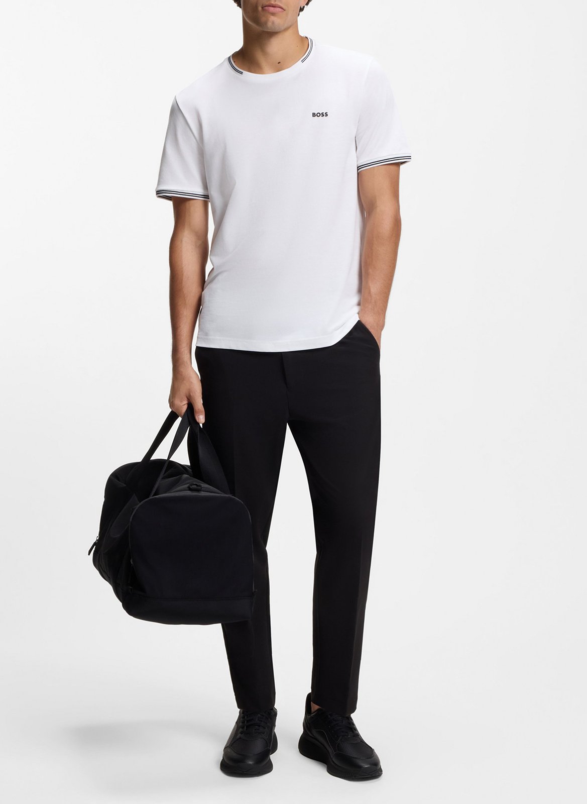 Tee-shirt col rond en coton mélangé BOSS Blanc