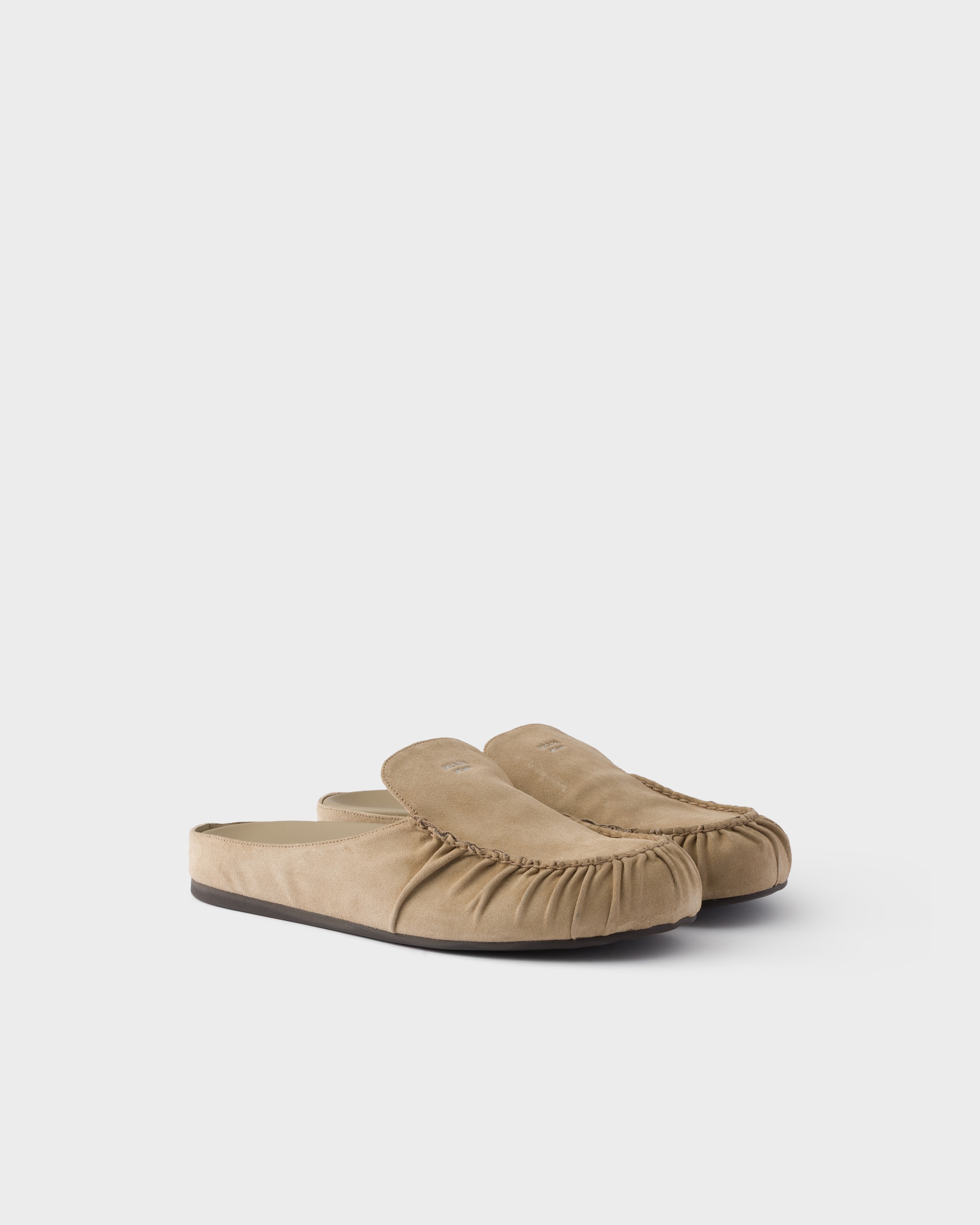 Mules en veau velours PRADA Beige