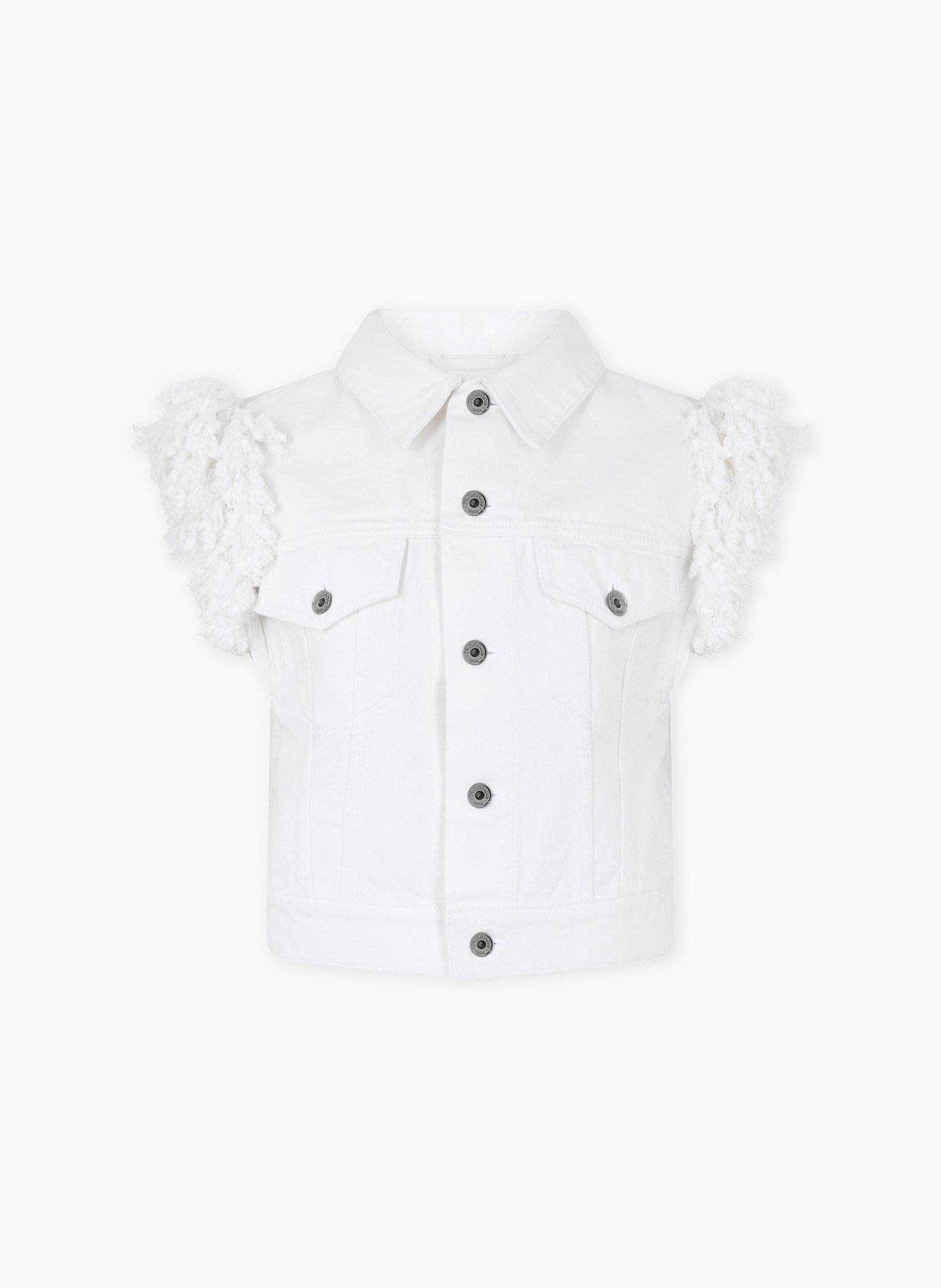 Veste en denim ajustée avec franges RABANNE Blanc