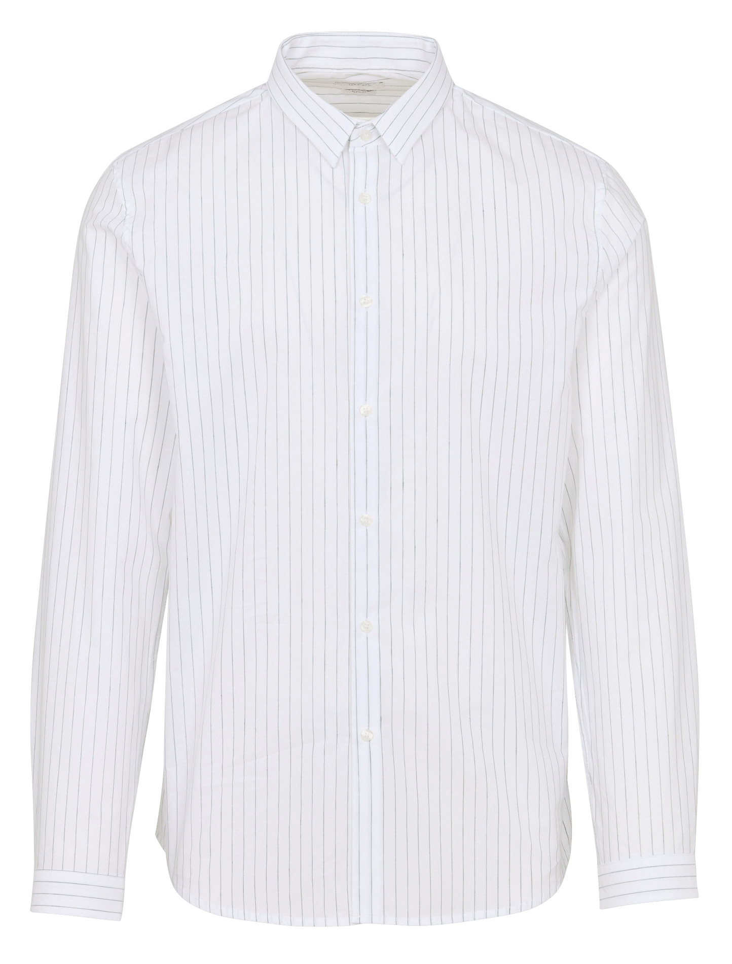 Chemise droite col classique en coton et lin mélangé rayé IKKS Vert