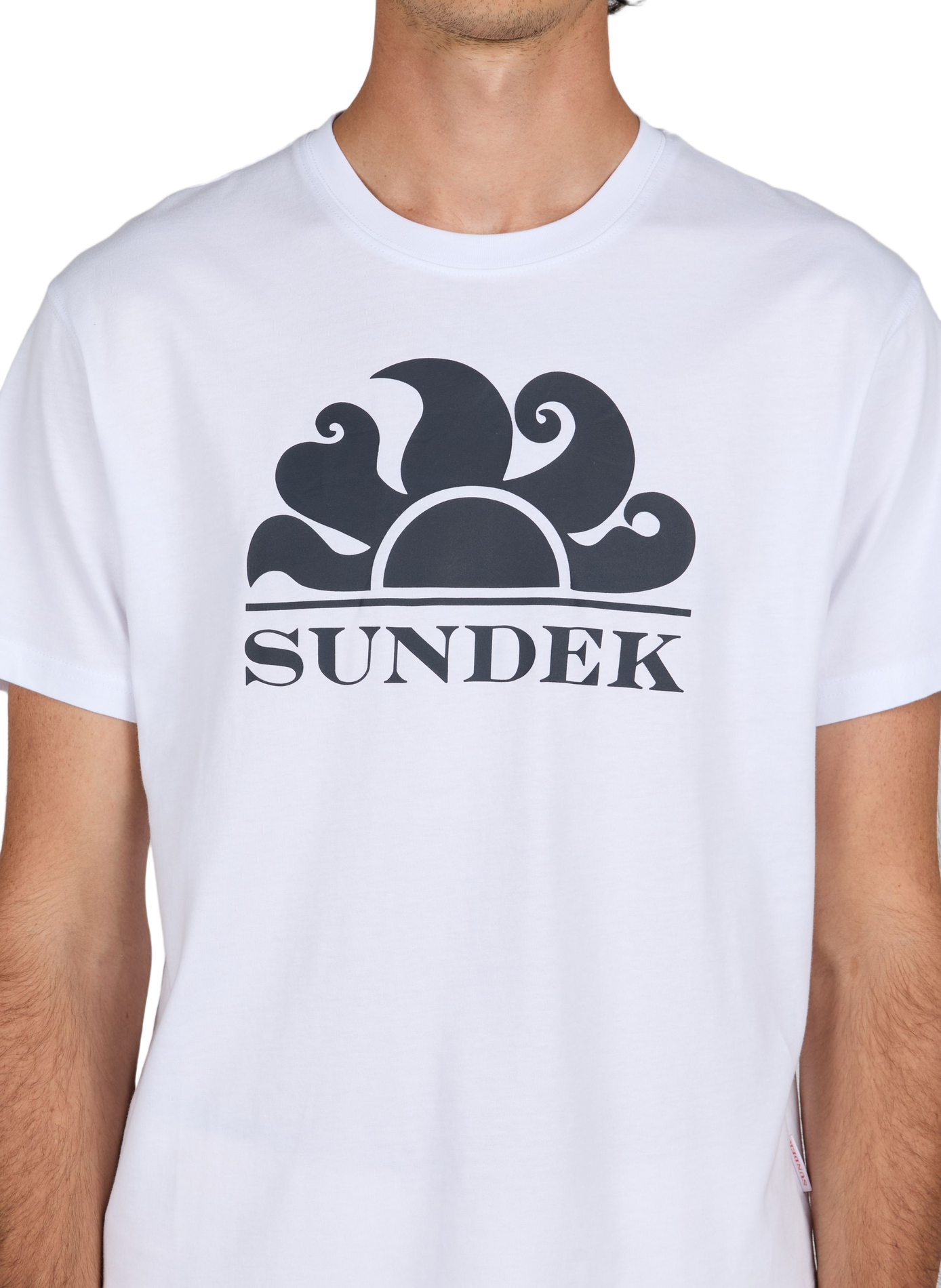 Rundhalsausschnitt T-Shirt aus Baumwolle SUNDEK Weiss
