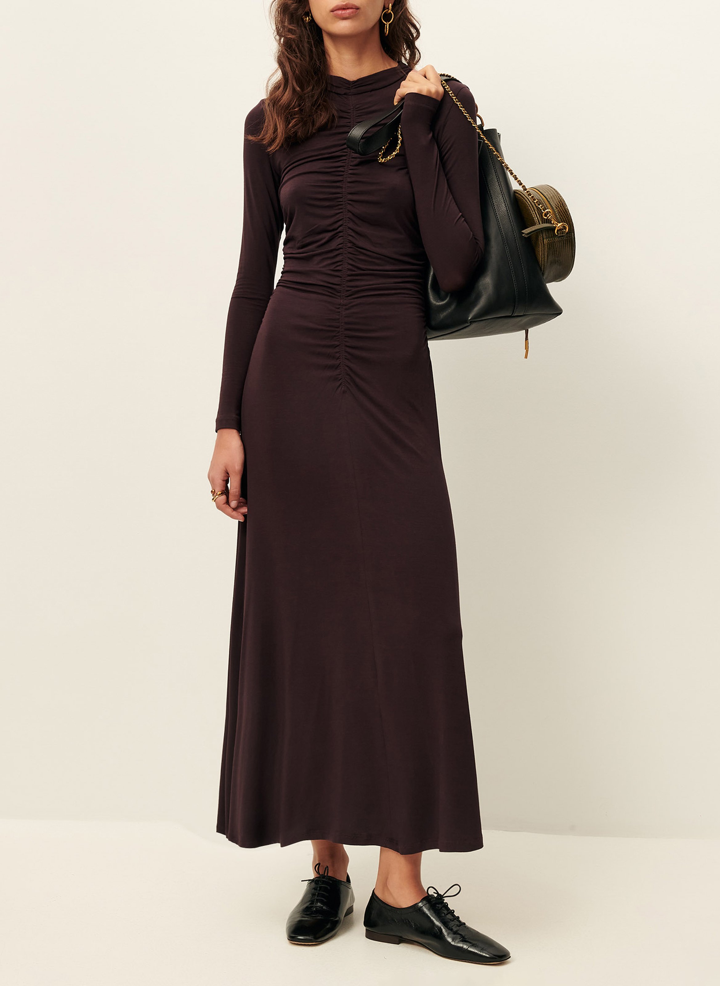 Robe longue col rond rita SESSUN Marron